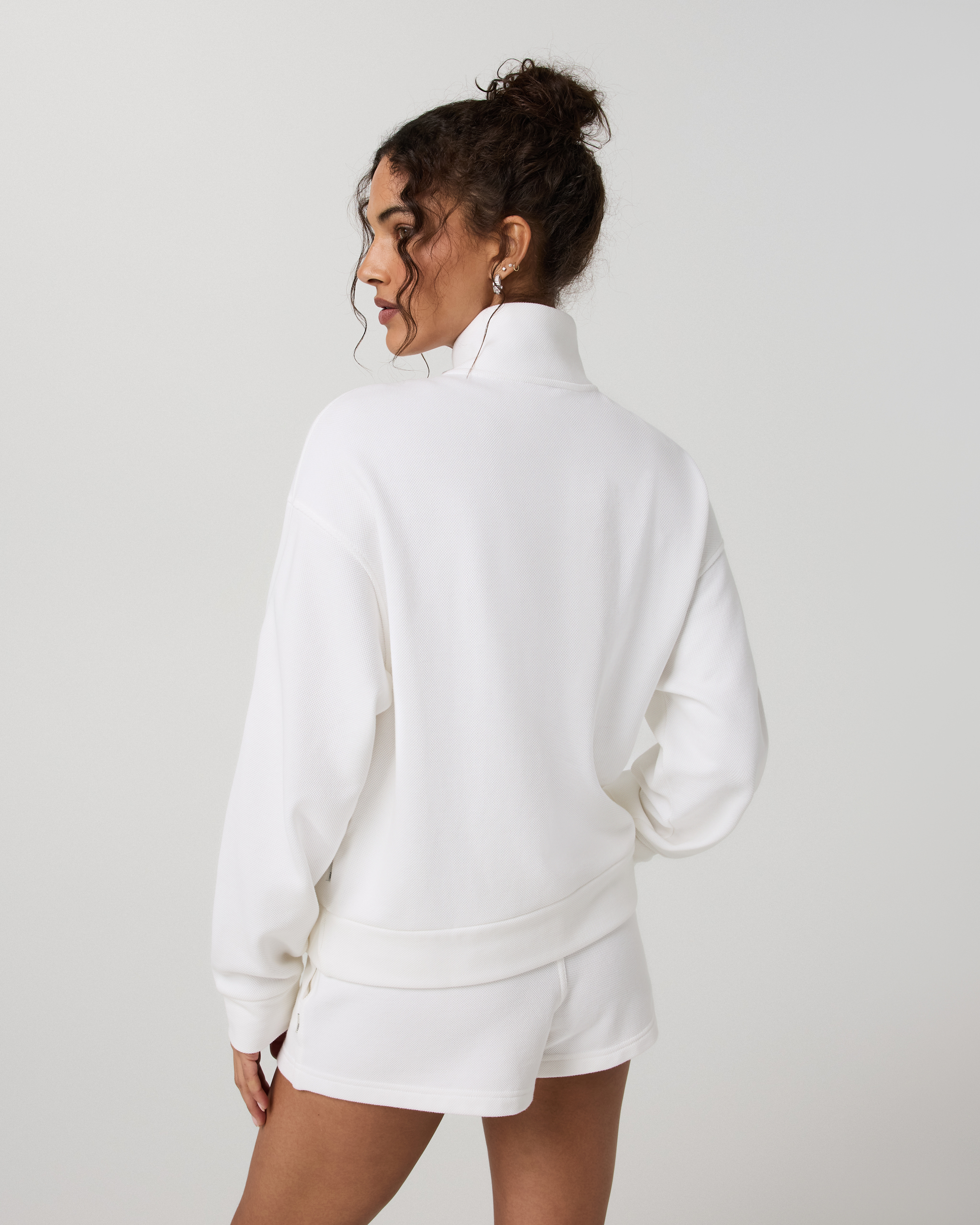 Pique Fleece Half Zip | White - Image 3