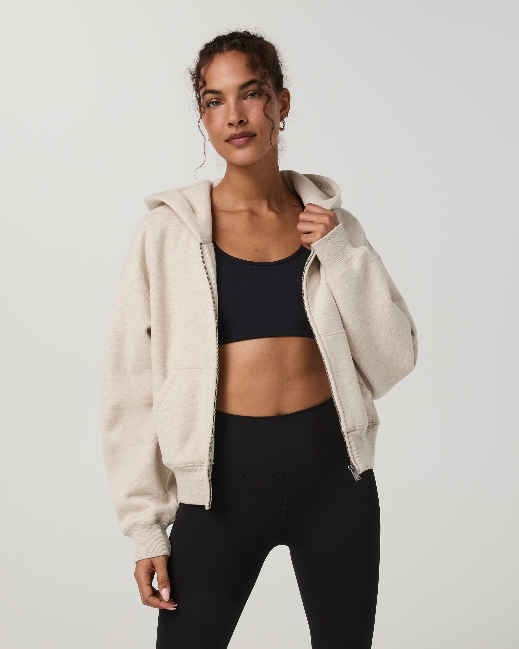 Restore Essential Full Zip Hoodie | Bone Heather - Image 4