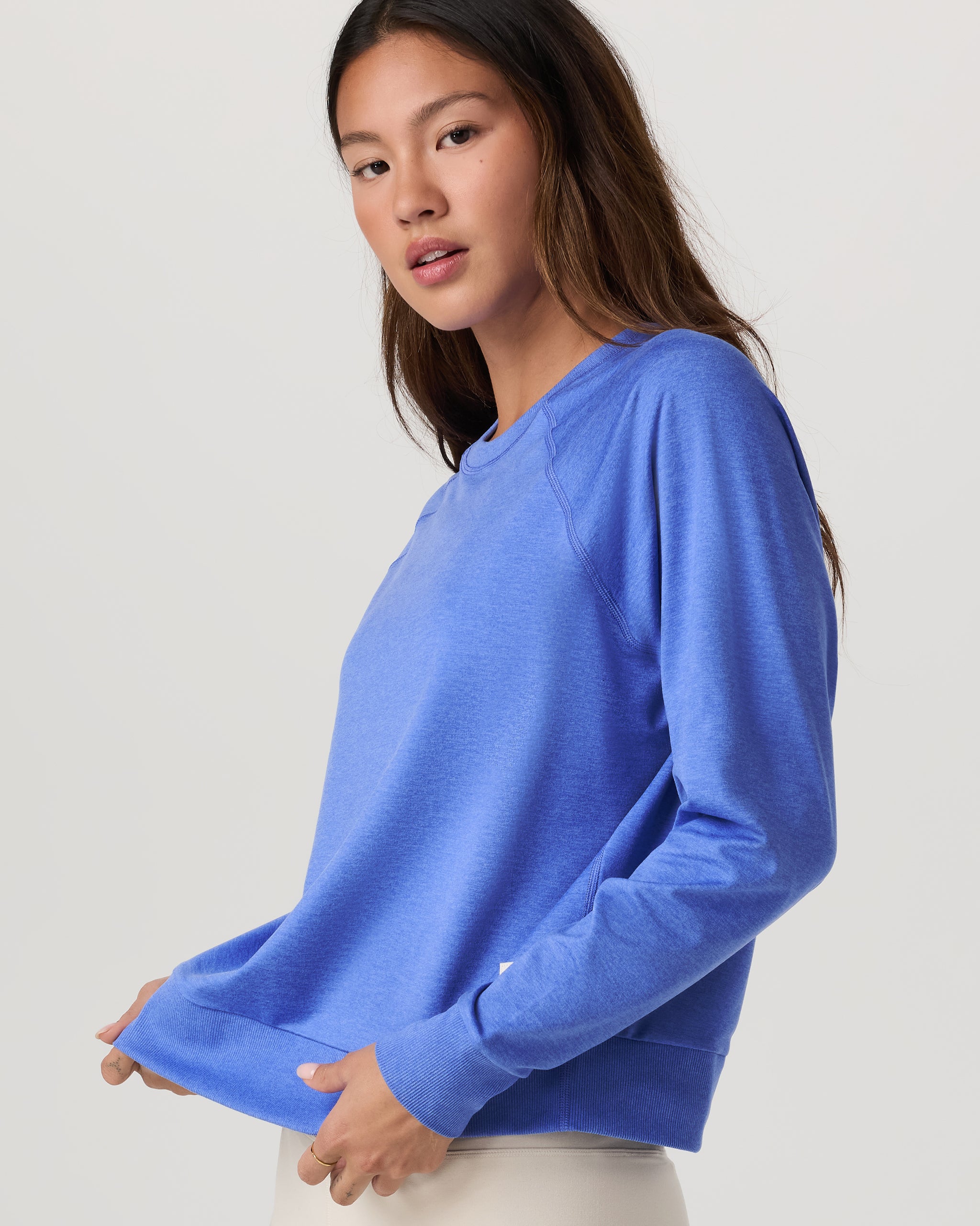 Long-Sleeve Halo Crew | Bright Iris Heather - Image 5