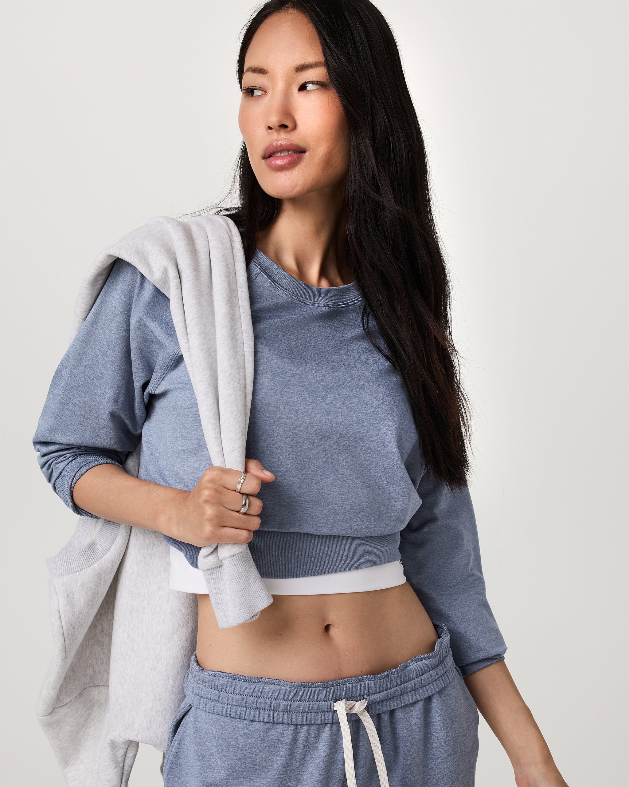 Long Sleeve Halo Crew | Blue Heron Heather - Image 4