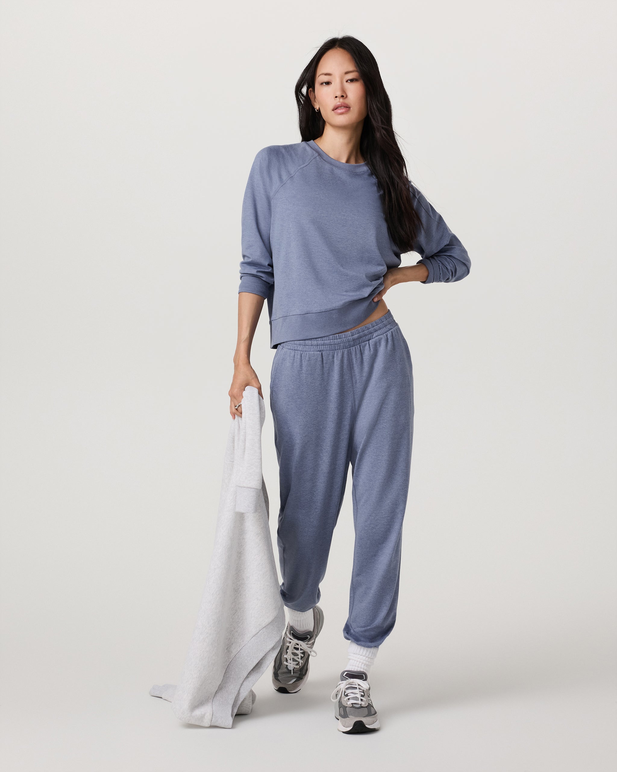 Long Sleeve Halo Crew | Blue Heron Heather - Image 2