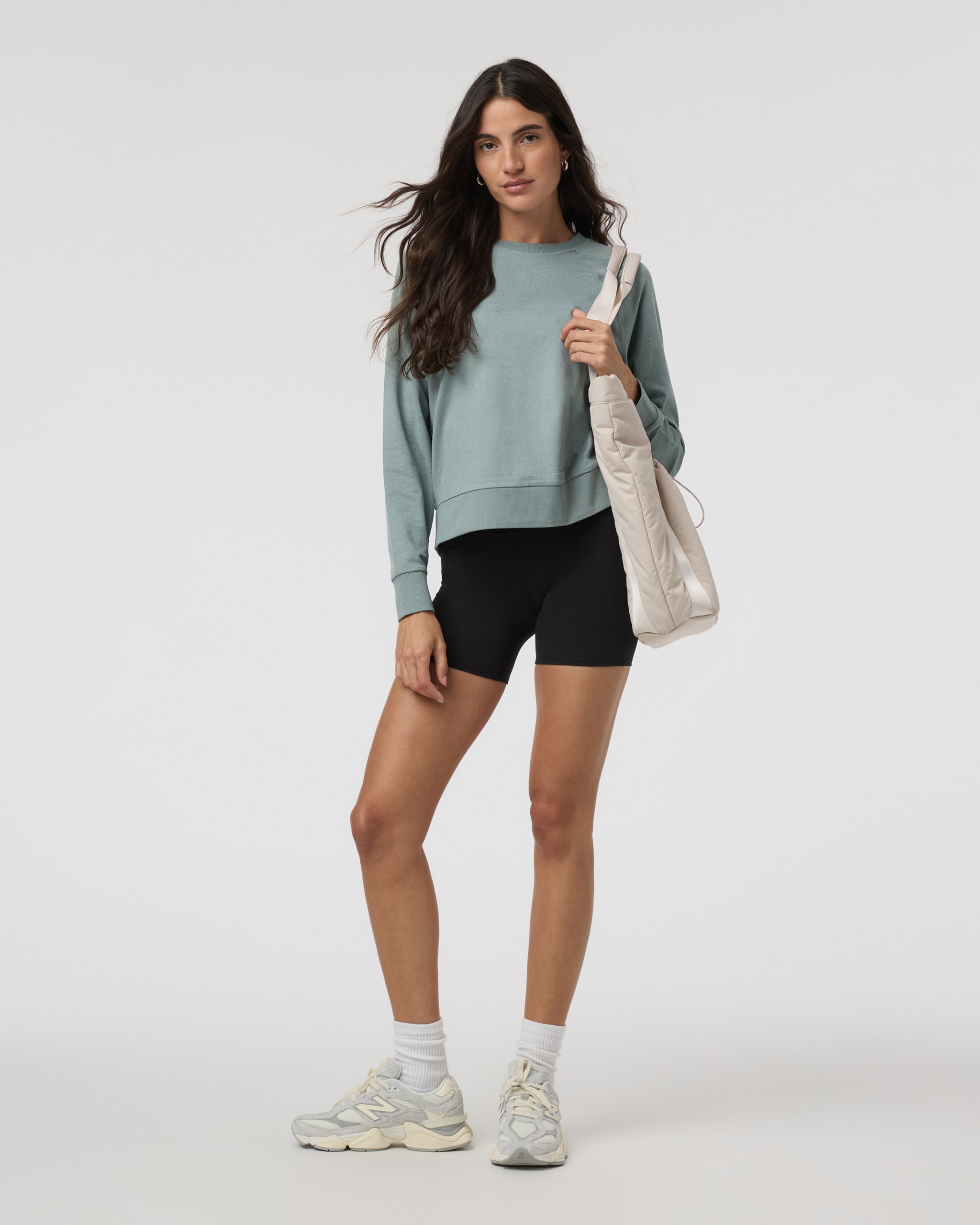 Long Sleeve Halo Crew | Vintage Pistachio Heather - Image 2
