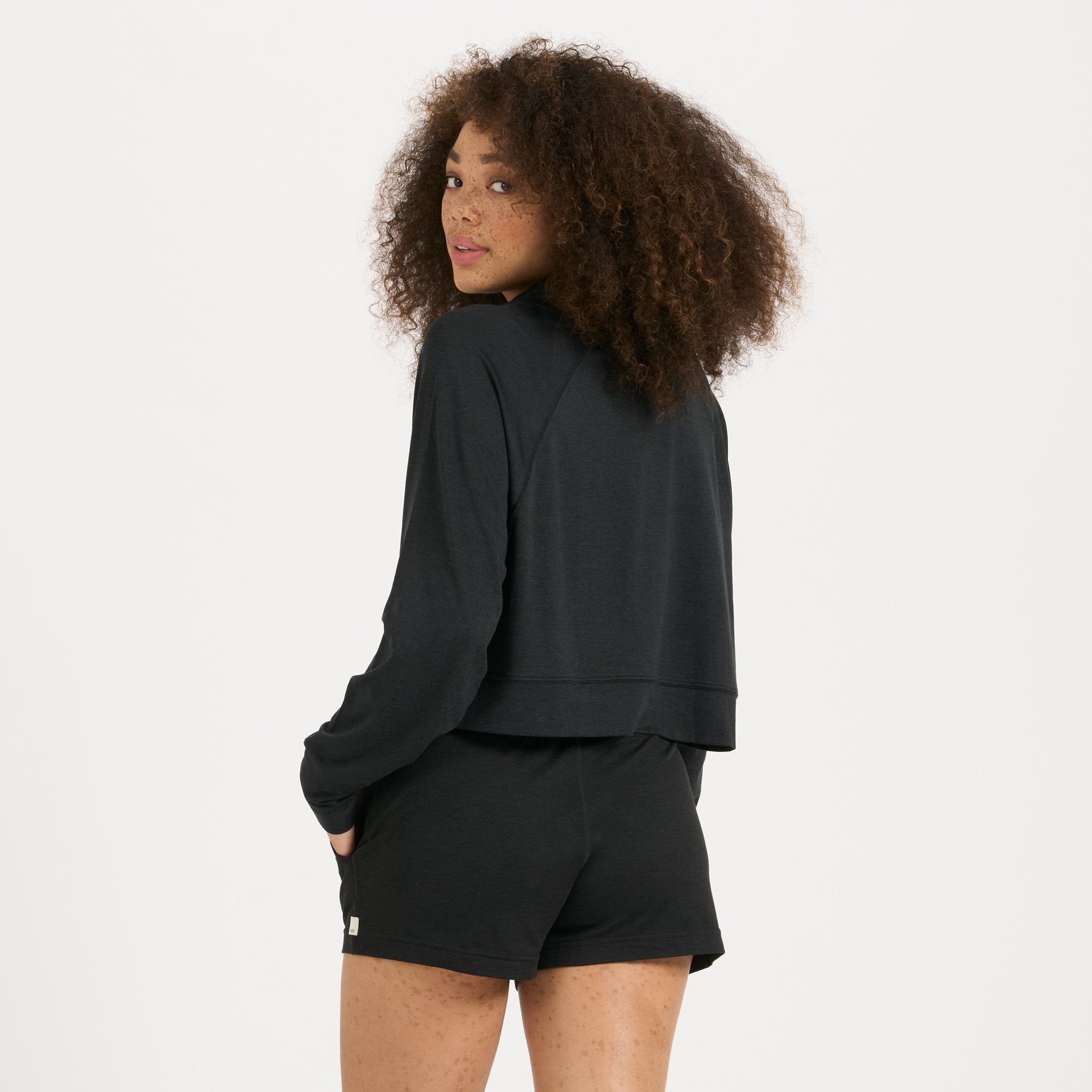 Halo Crop Funnel Neck | Black Heather - Image 3