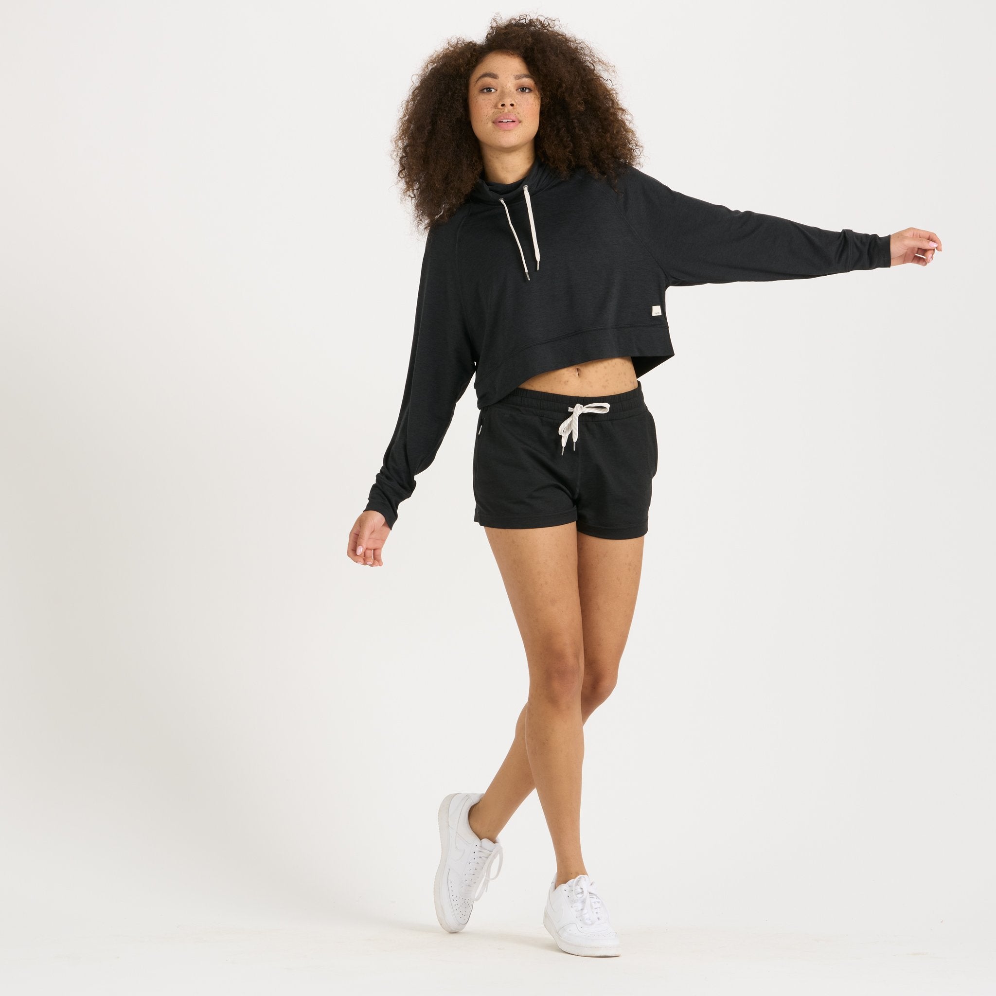 Halo Crop Funnel Neck | Black Heather - Image 4