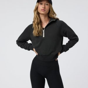 Restore Half Zip Hoodie | Washed Black