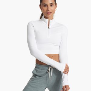 Lux Rib Half Zip | White