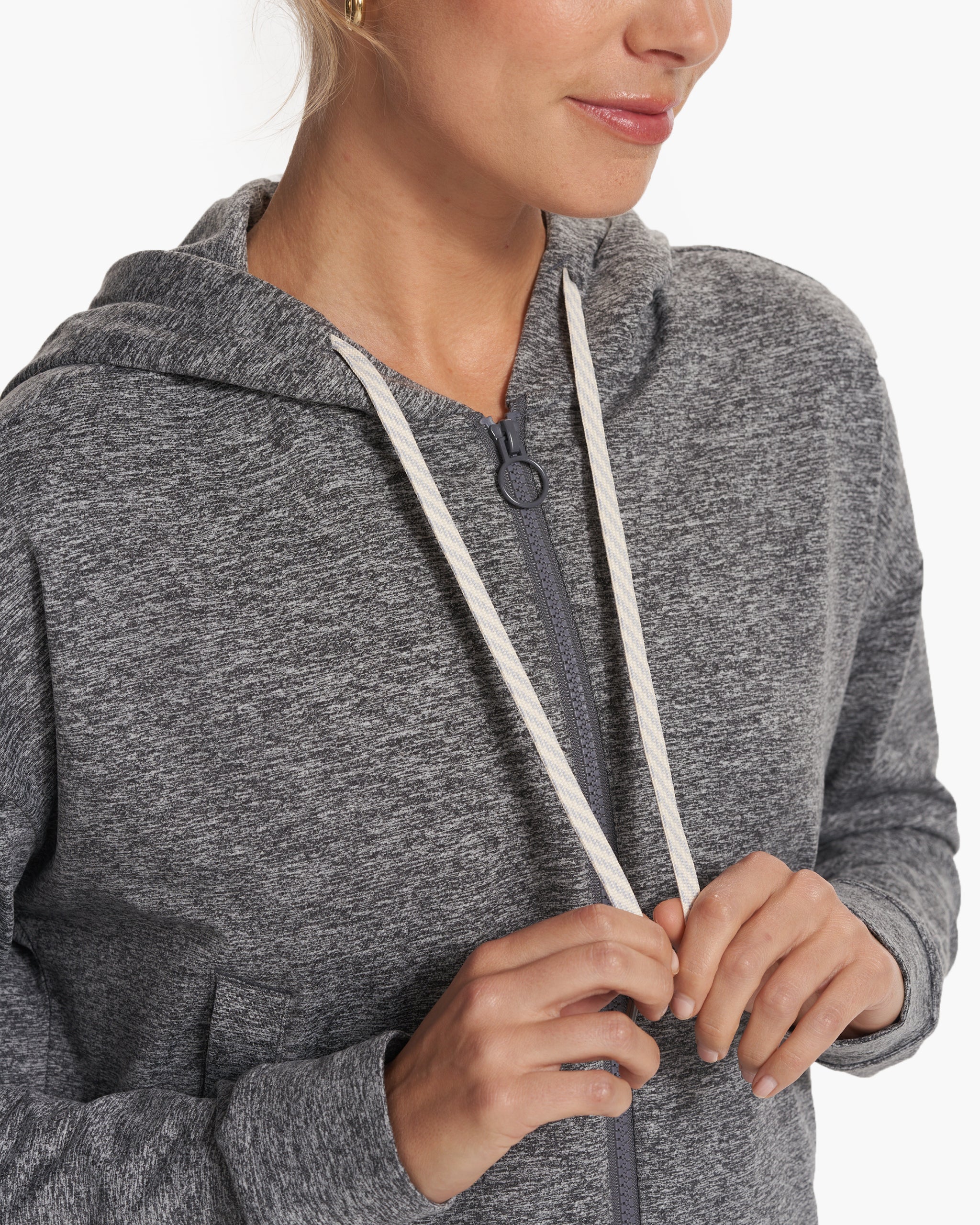 Granite Cropped Hoodie | Heather Grey - Image 4