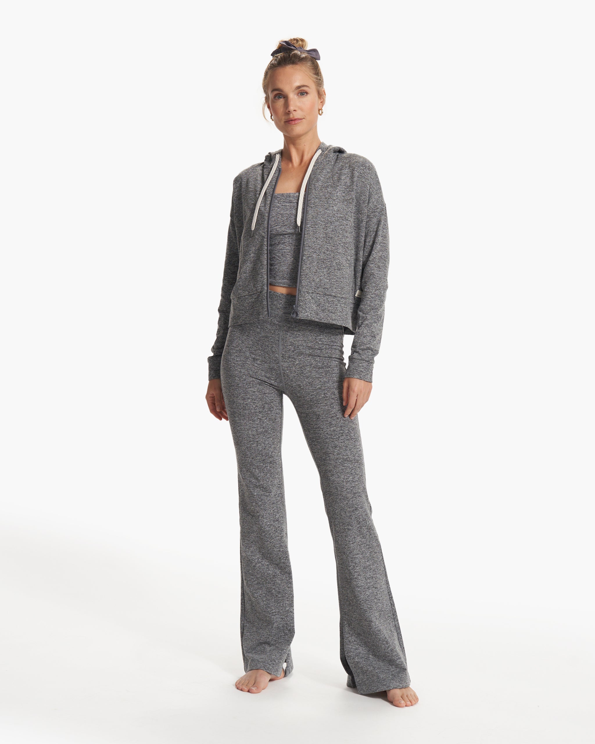 Granite Cropped Hoodie | Heather Grey - Image 3