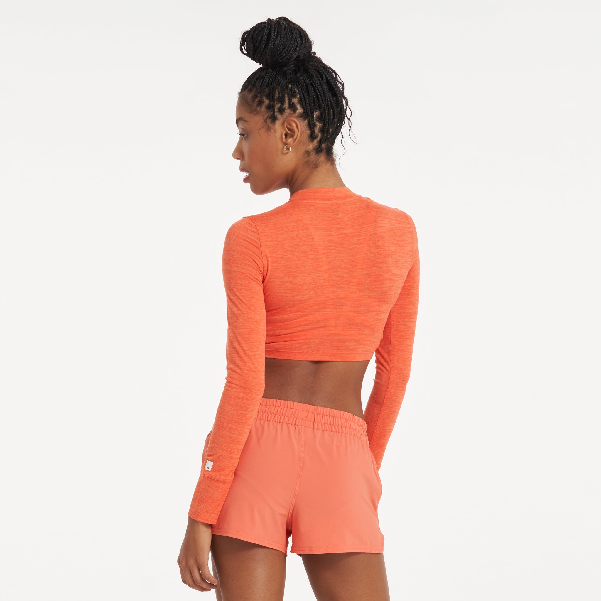 Long-Sleeve Lux Crop Tee | Grapefruit Heather - Image 3