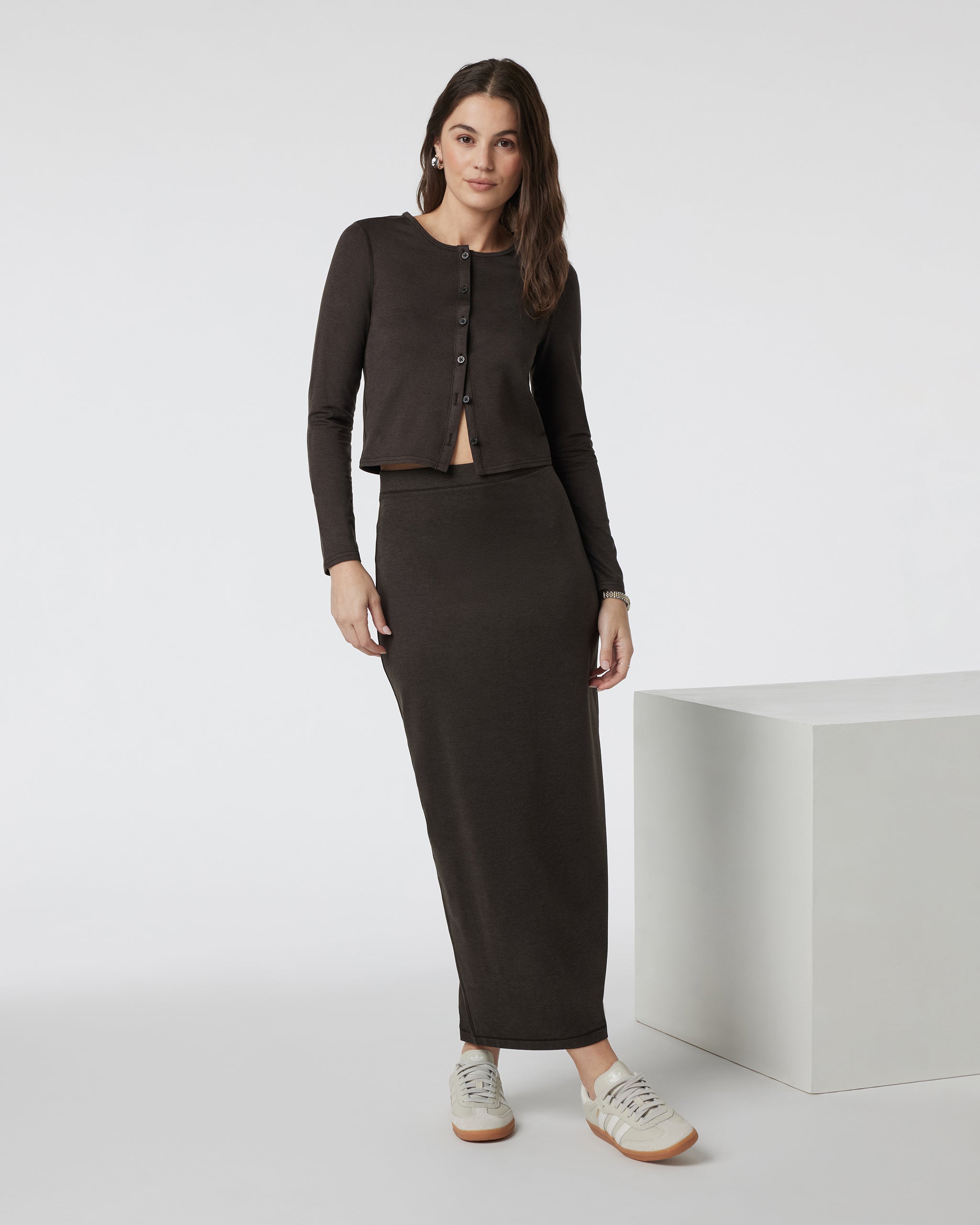 Halo Column Skirt | Dark Java Heather - Image 2