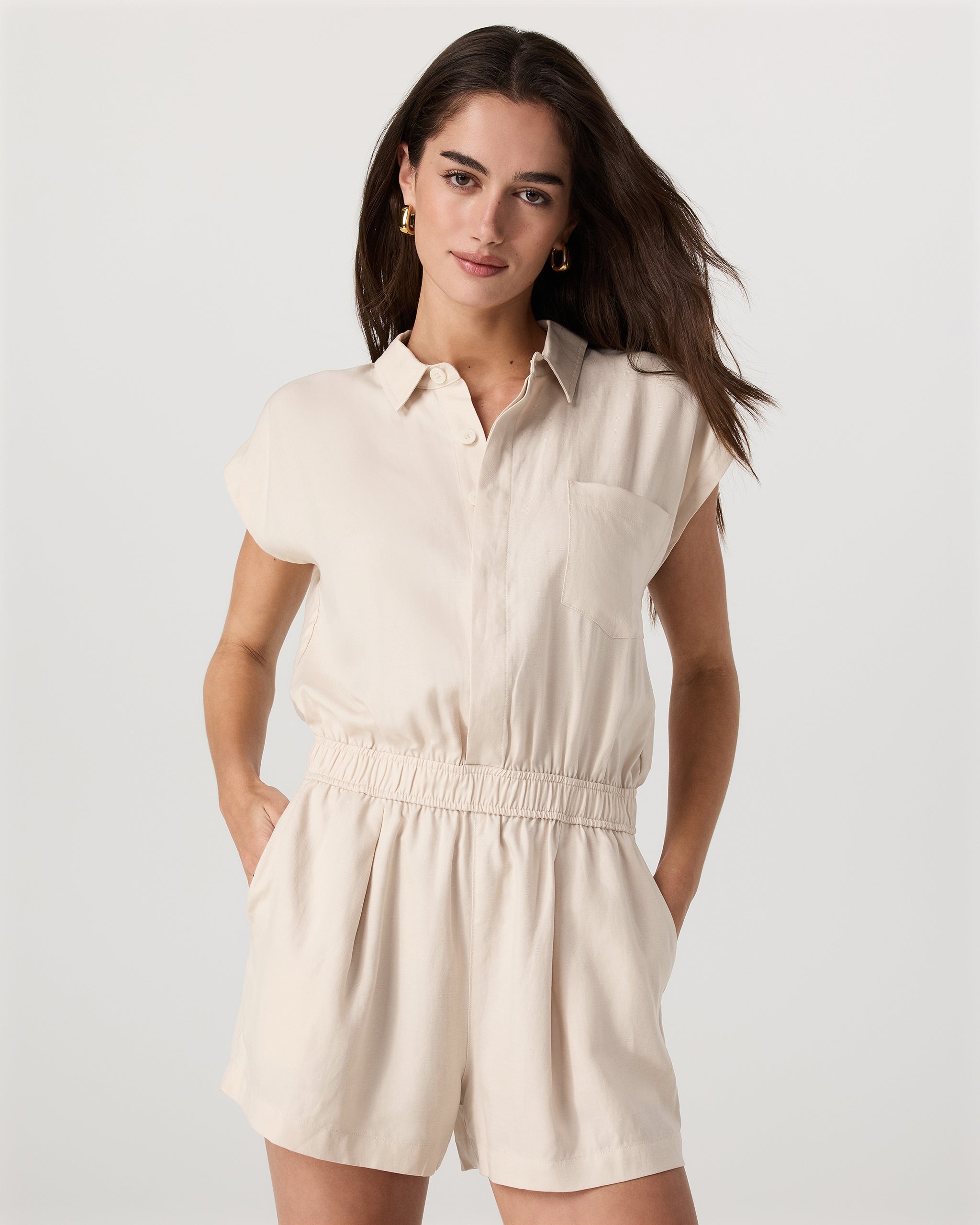 Trestles Twill Romper | Sand Dollar - Image 4