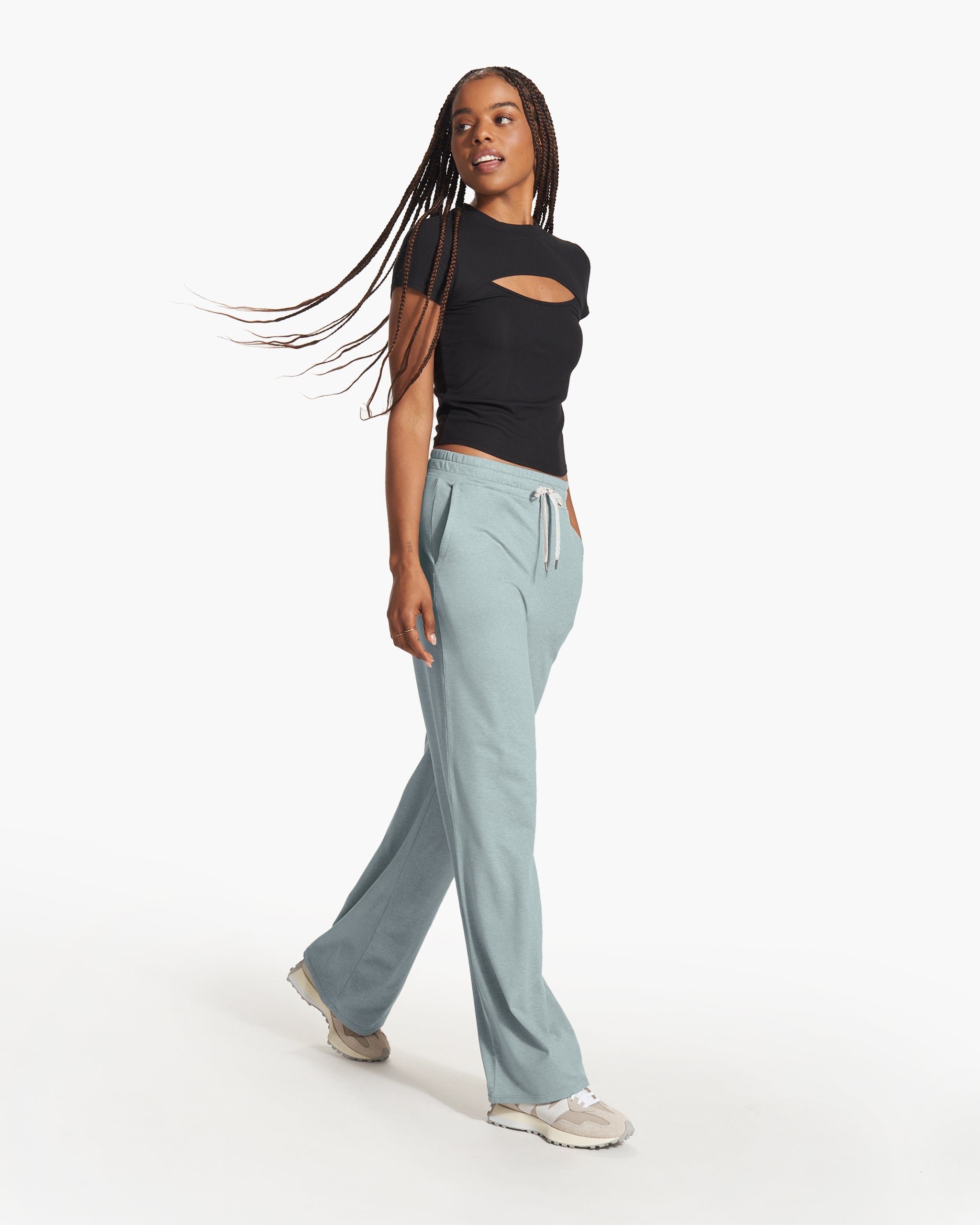 Halo Essential Wideleg Pant - Long | Vintage Pistachio Heather - Image 2