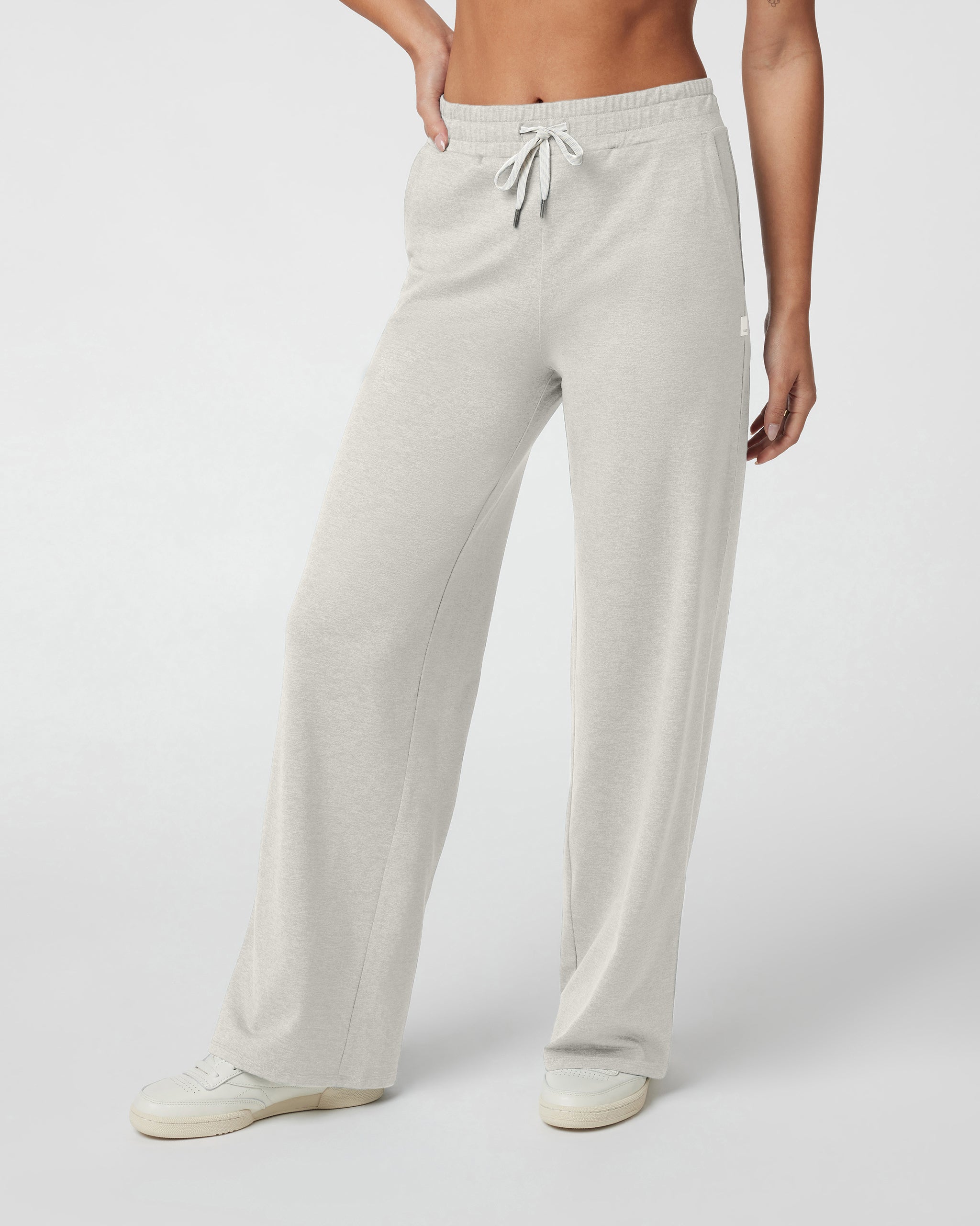 Halo Essential Wideleg Pant - Short | Ecru Heather - Image 2