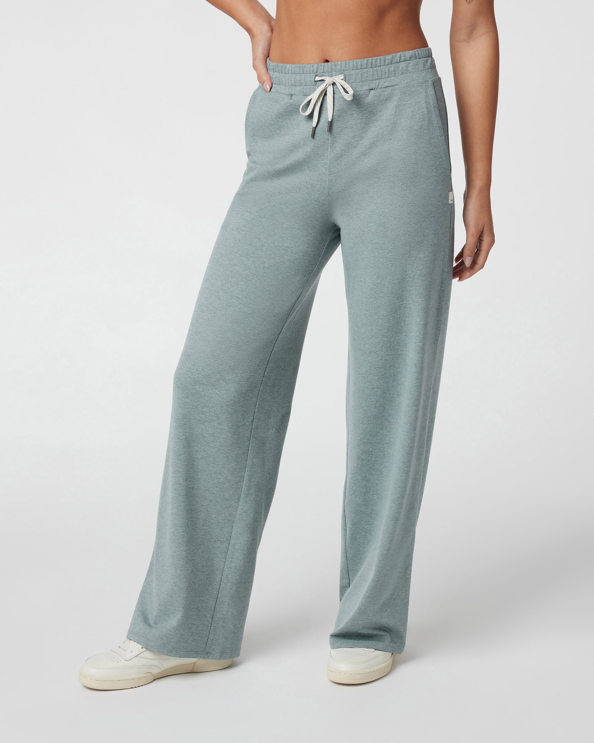 Halo Essential Wideleg Pant - Short | Vintage Pistachio Heather - Image 4