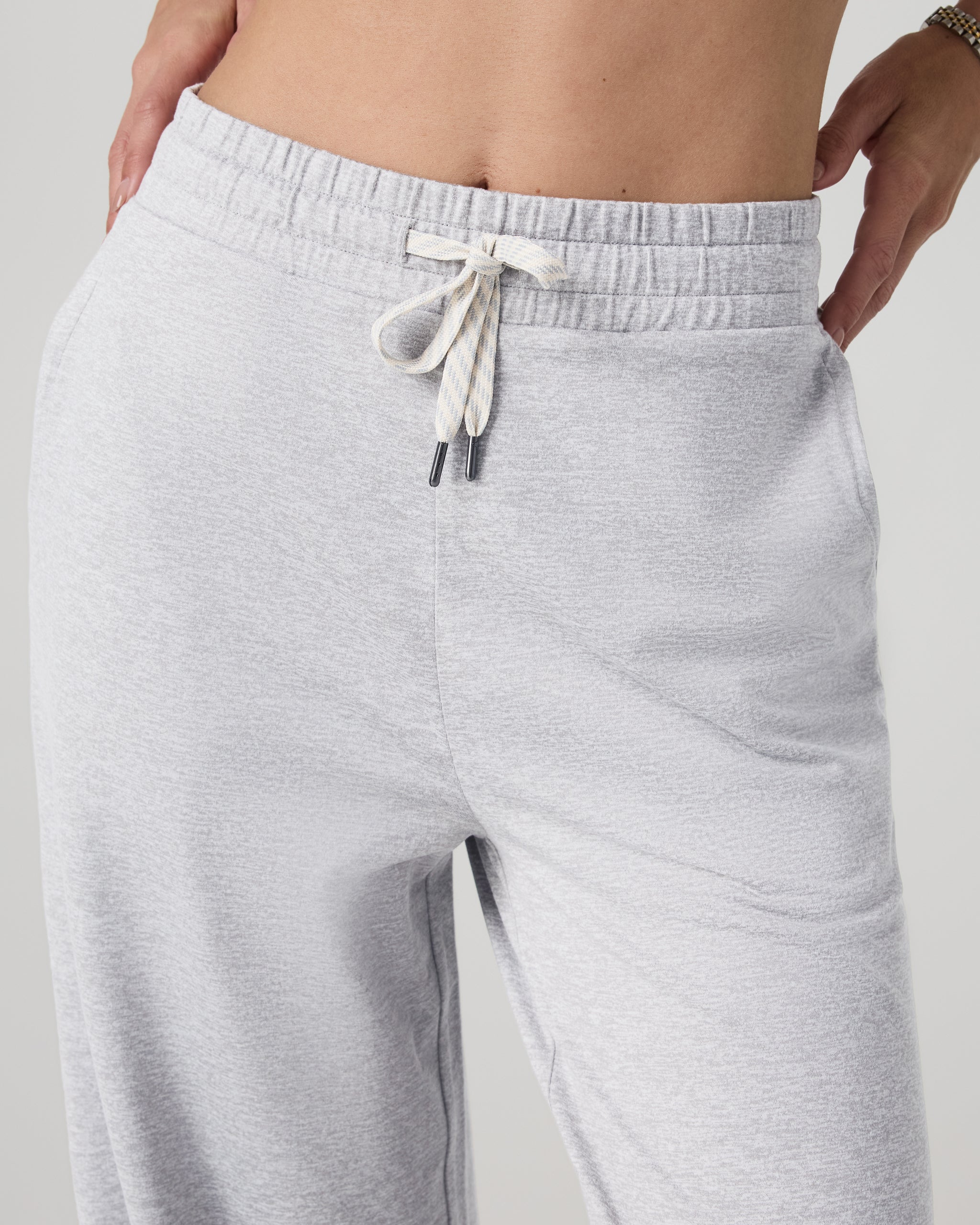 Halo Essential Wideleg Pant - Long | Pale Grey Heather - Image 2