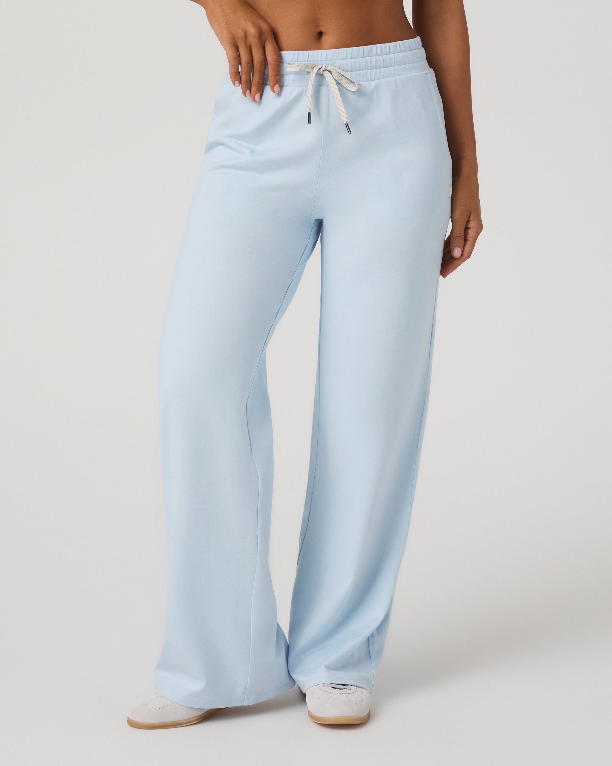 Halo Essential Wideleg Pant - Short | Soft Sky Heather