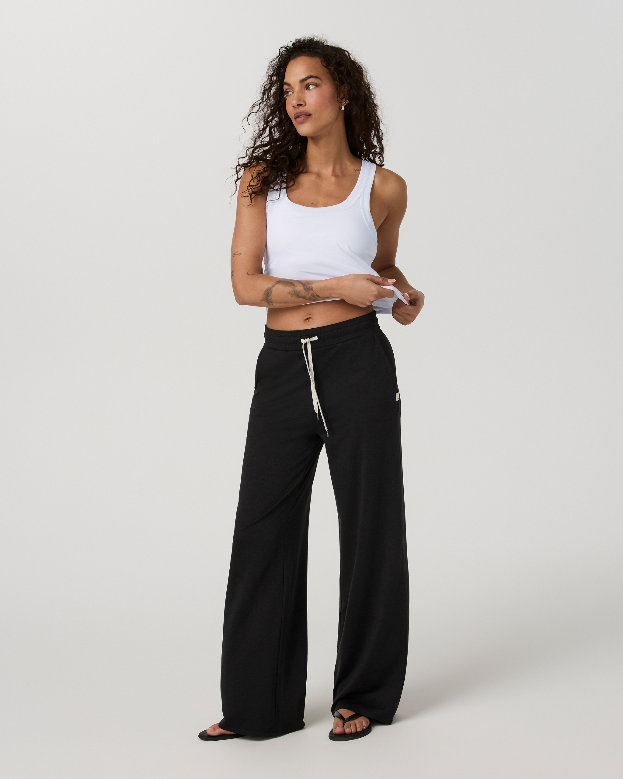 Halo Essential Wideleg Pant - Long | Black Heather - Image 2