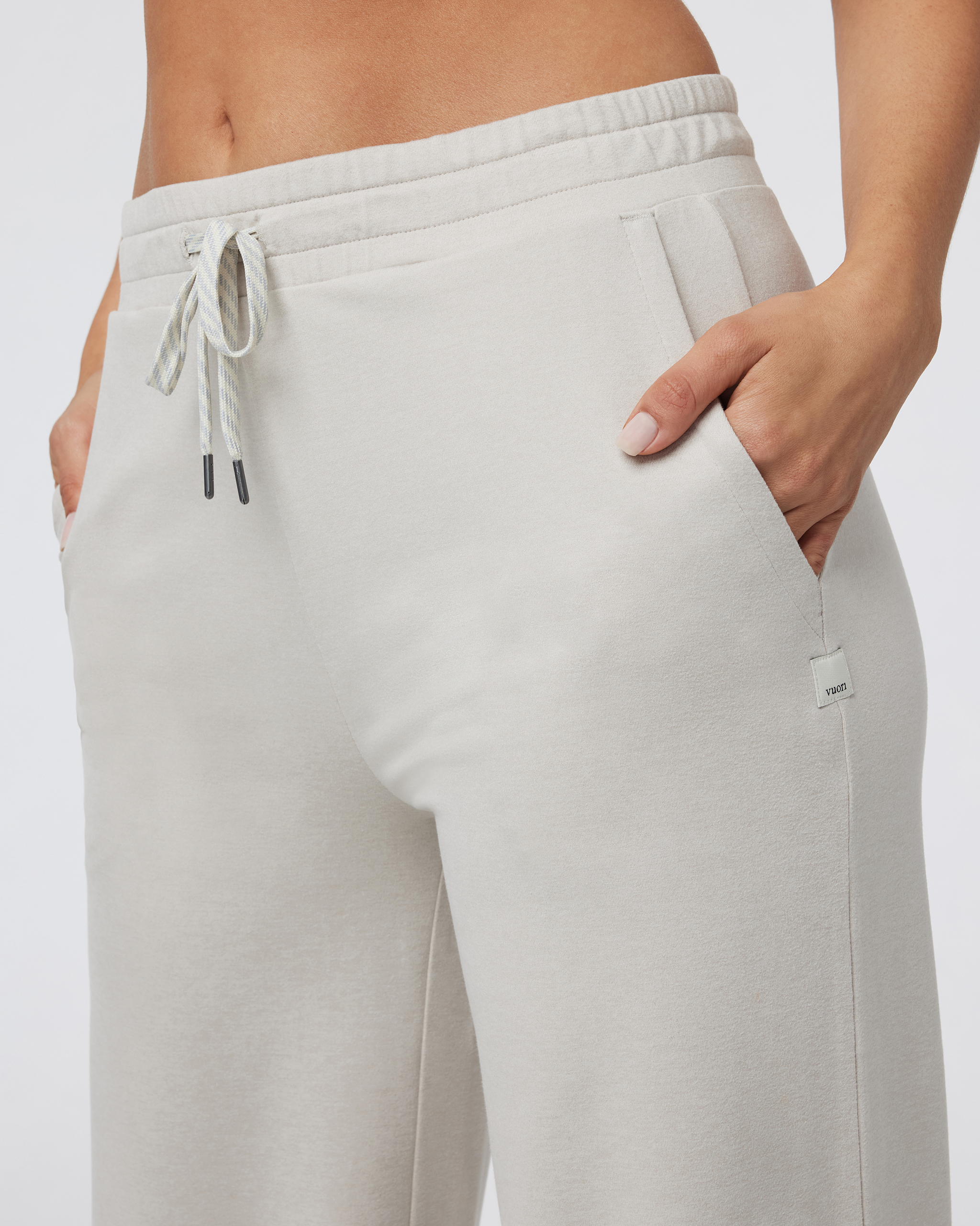Halo Essential Wideleg Pant - Long | Ecru Heather - Image 2