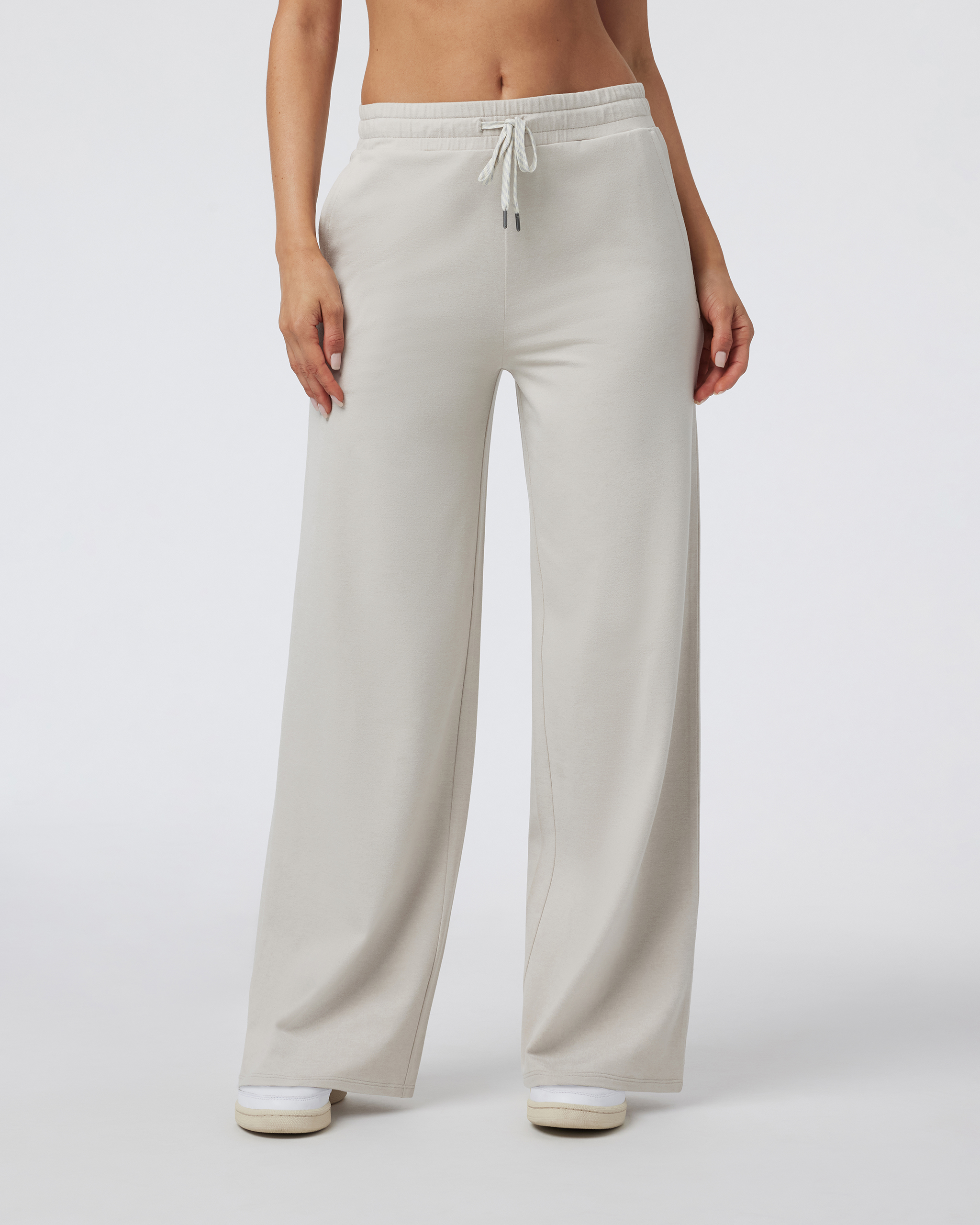Halo Essential Wideleg Pant - Long | Ecru Heather