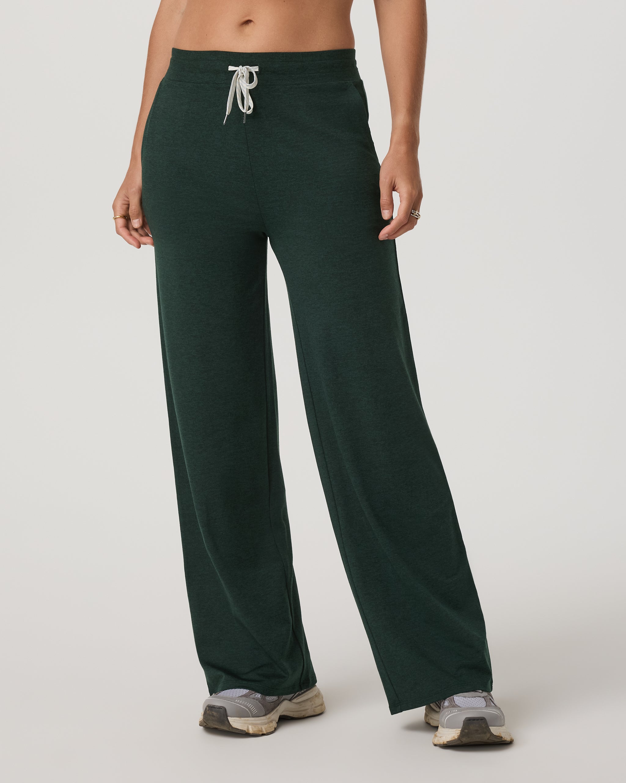 Halo Essential Wideleg Pant - Long | Evergreen Heather - Image 2