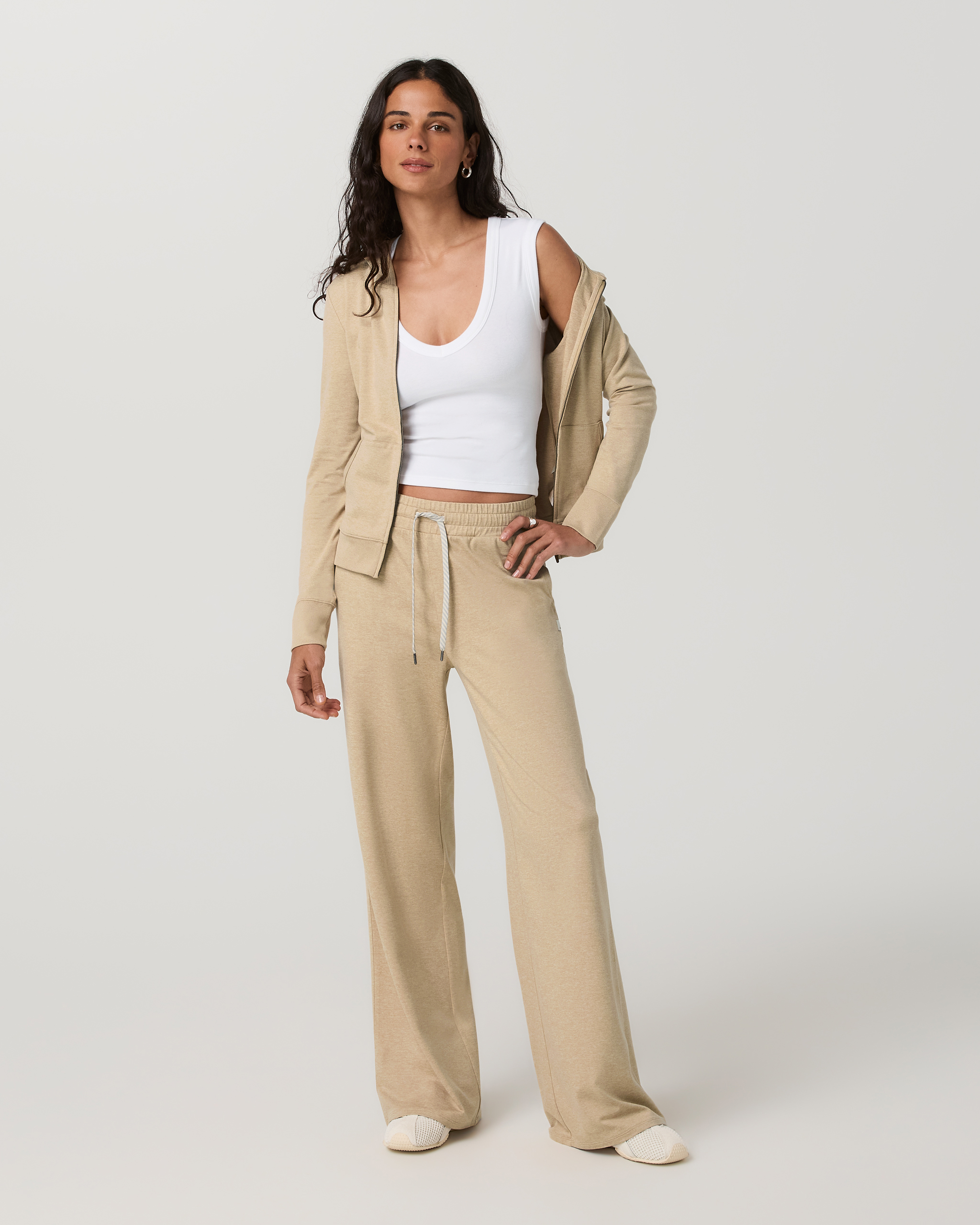 Halo Essential Wideleg Pant - Long | Khaki Heather - Image 4