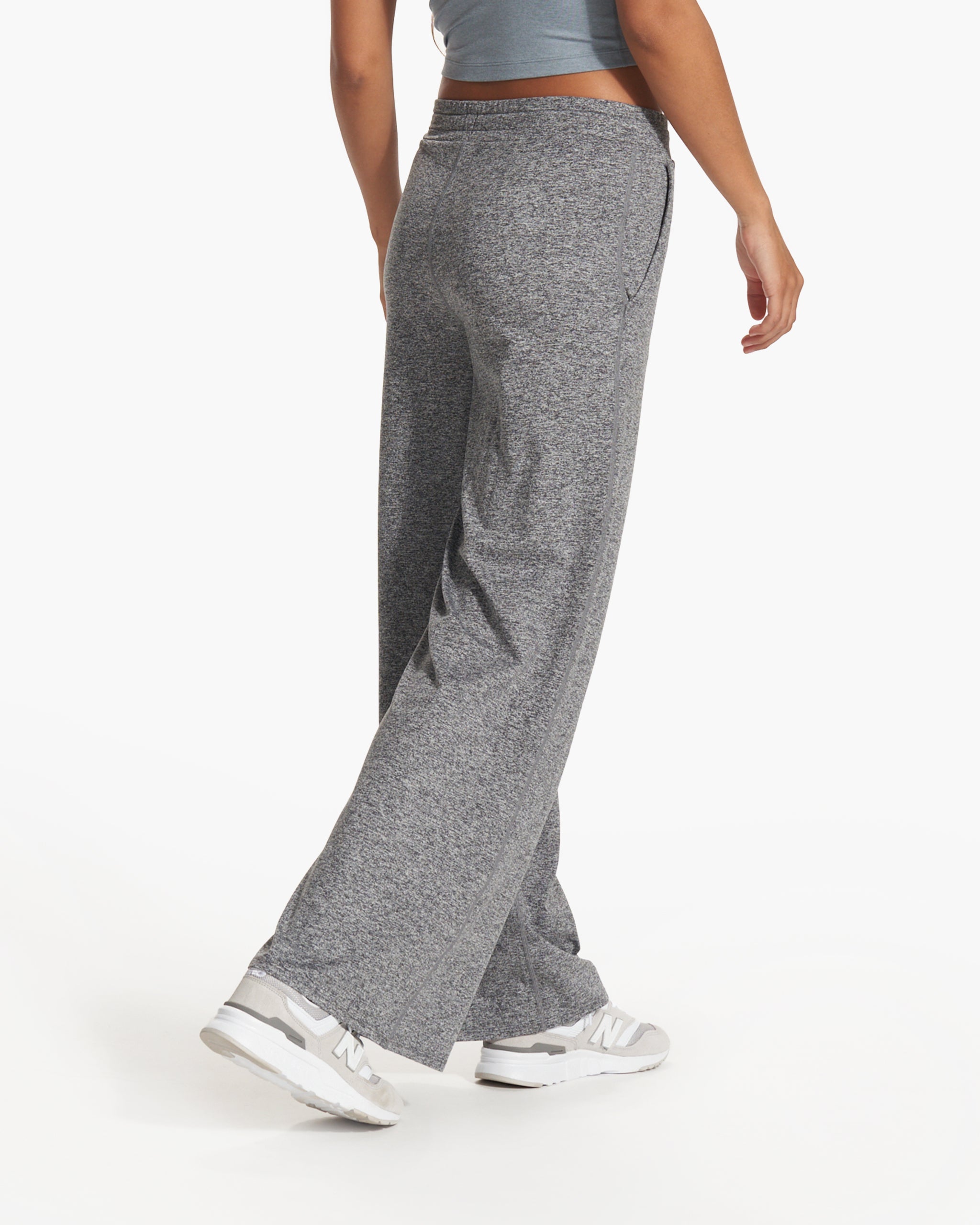 Halo Essential Wideleg Pant - Long | Heather Grey - Image 3