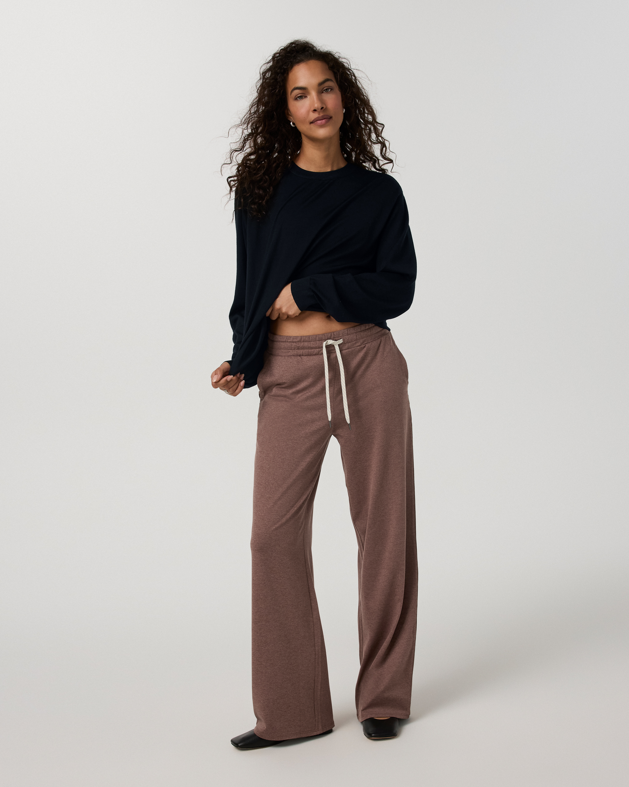 Halo Essential Wideleg Pant - Long | Sable Heather - Image 2