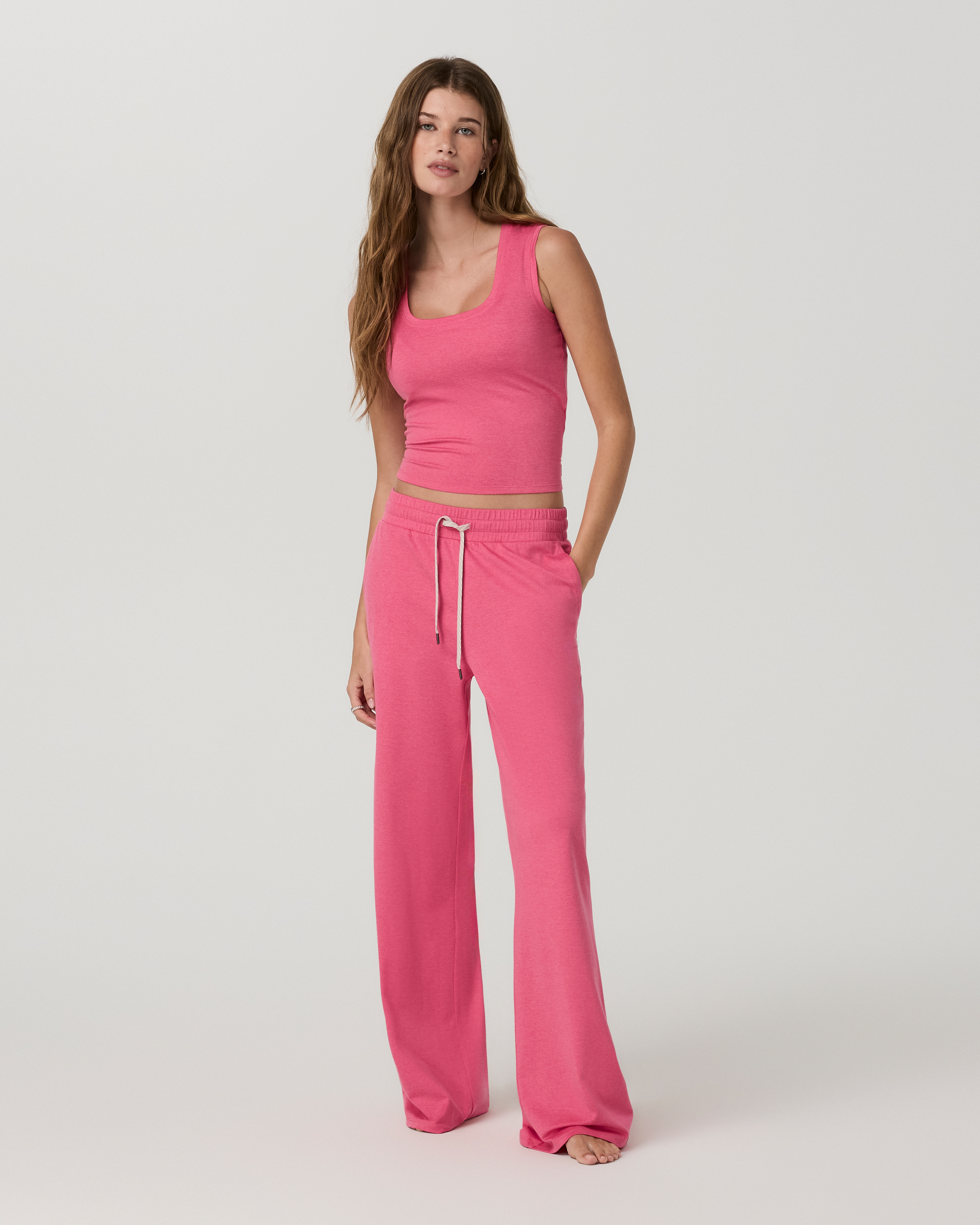 Halo Essential Wideleg Pant - Short | Sunset Pink Heather - Image 4