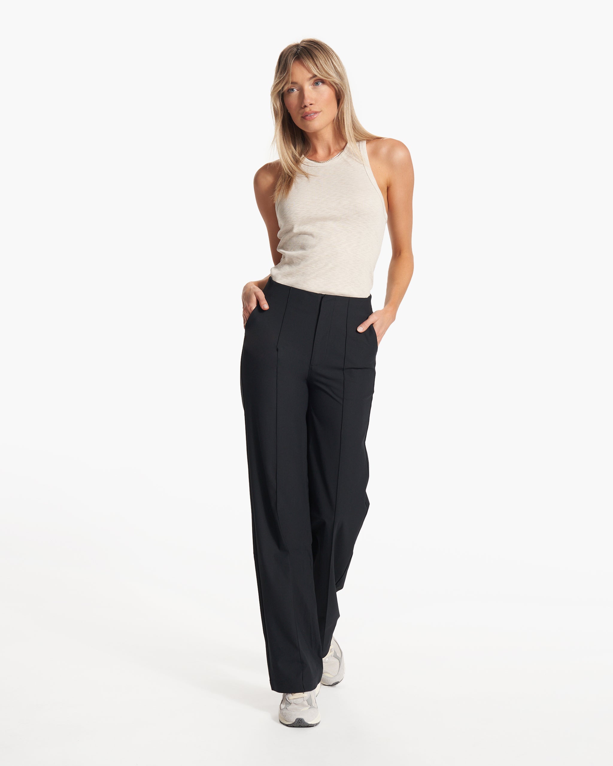 Womens Vuori Meta™ Wideleg Pant - Long | Black - Image 4
