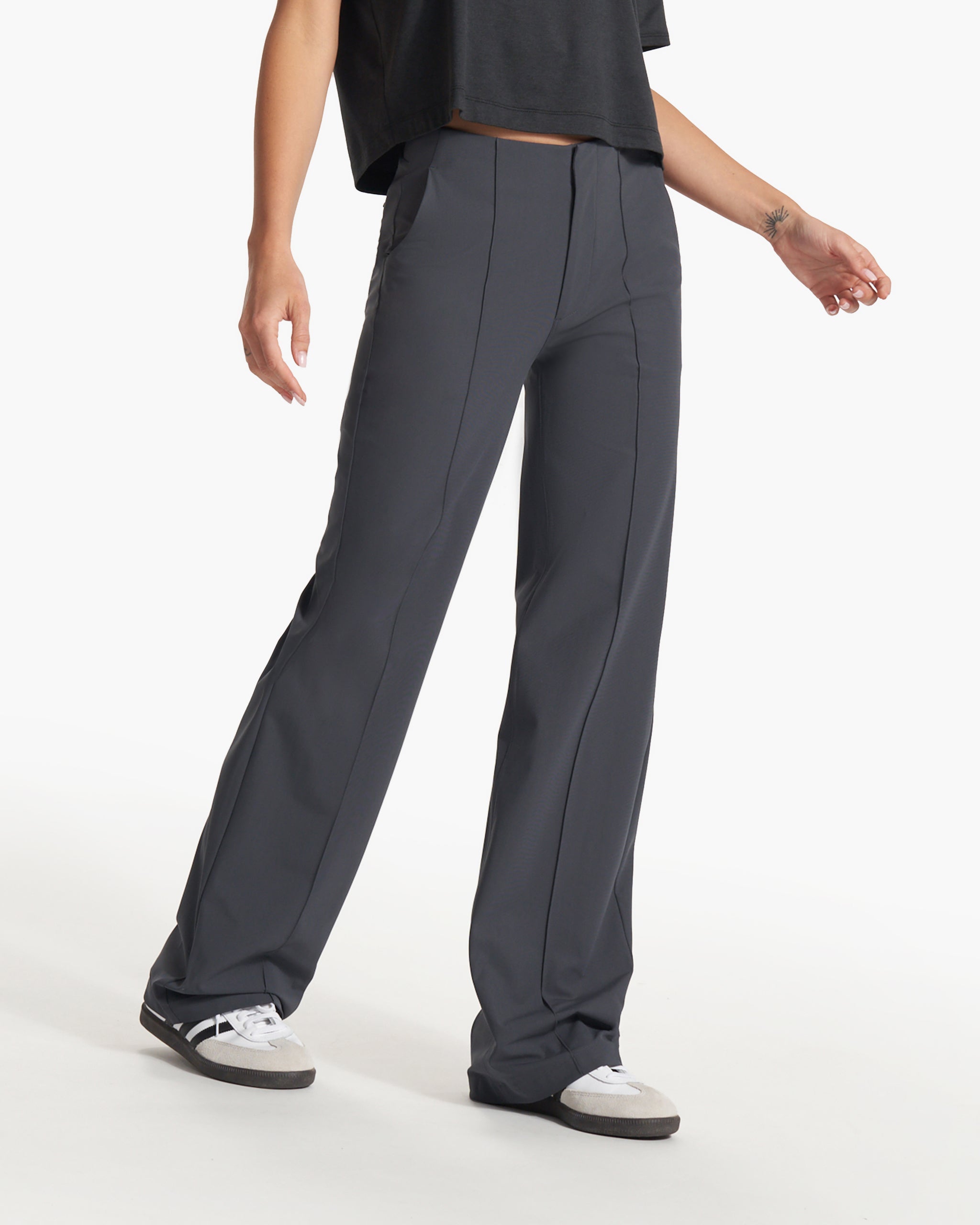 Womens Vuori Meta™ Wideleg Pant - Long | Charcoal - Image 2
