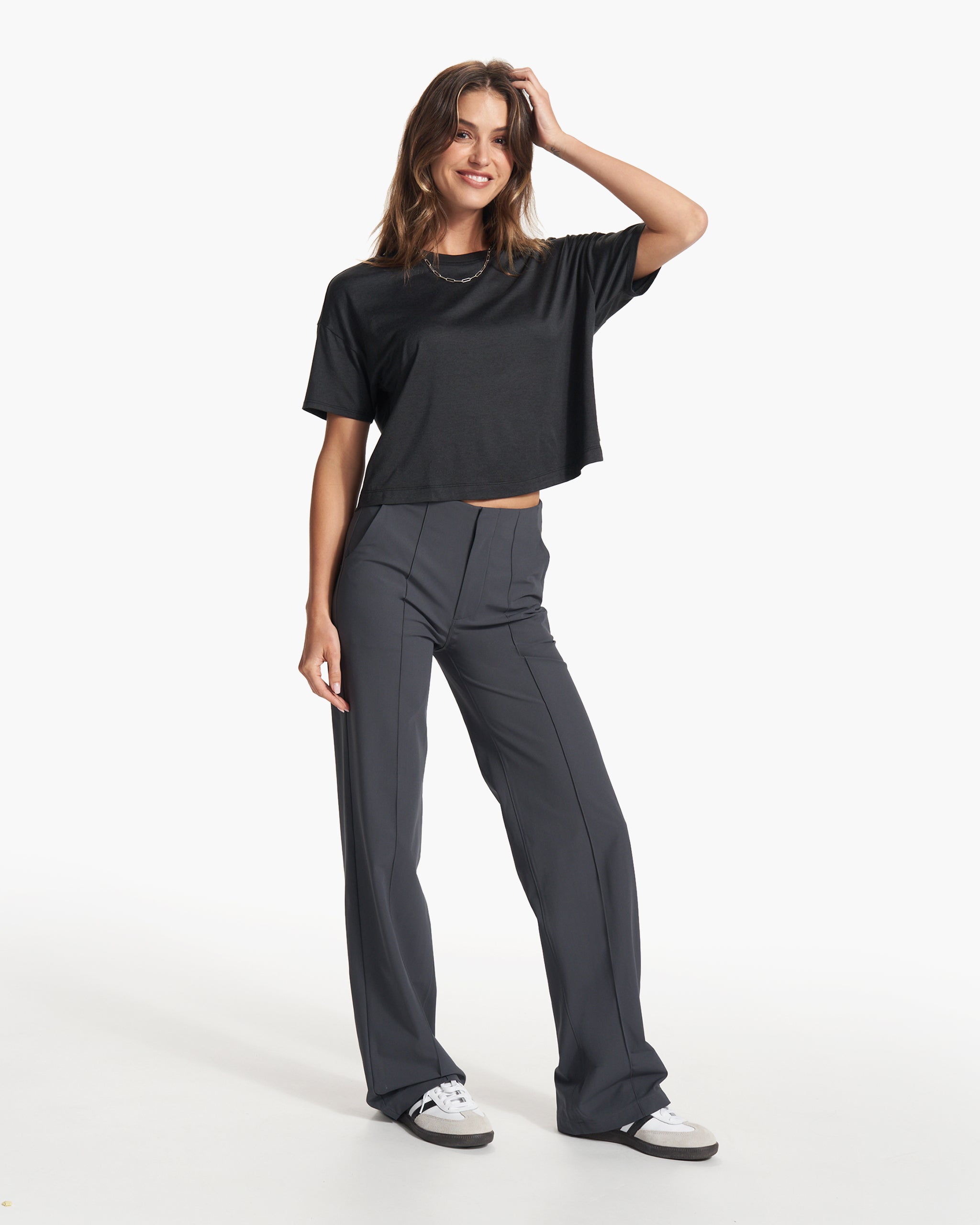 Womens Vuori Meta™ Wideleg Pant - Long | Charcoal - Image 5