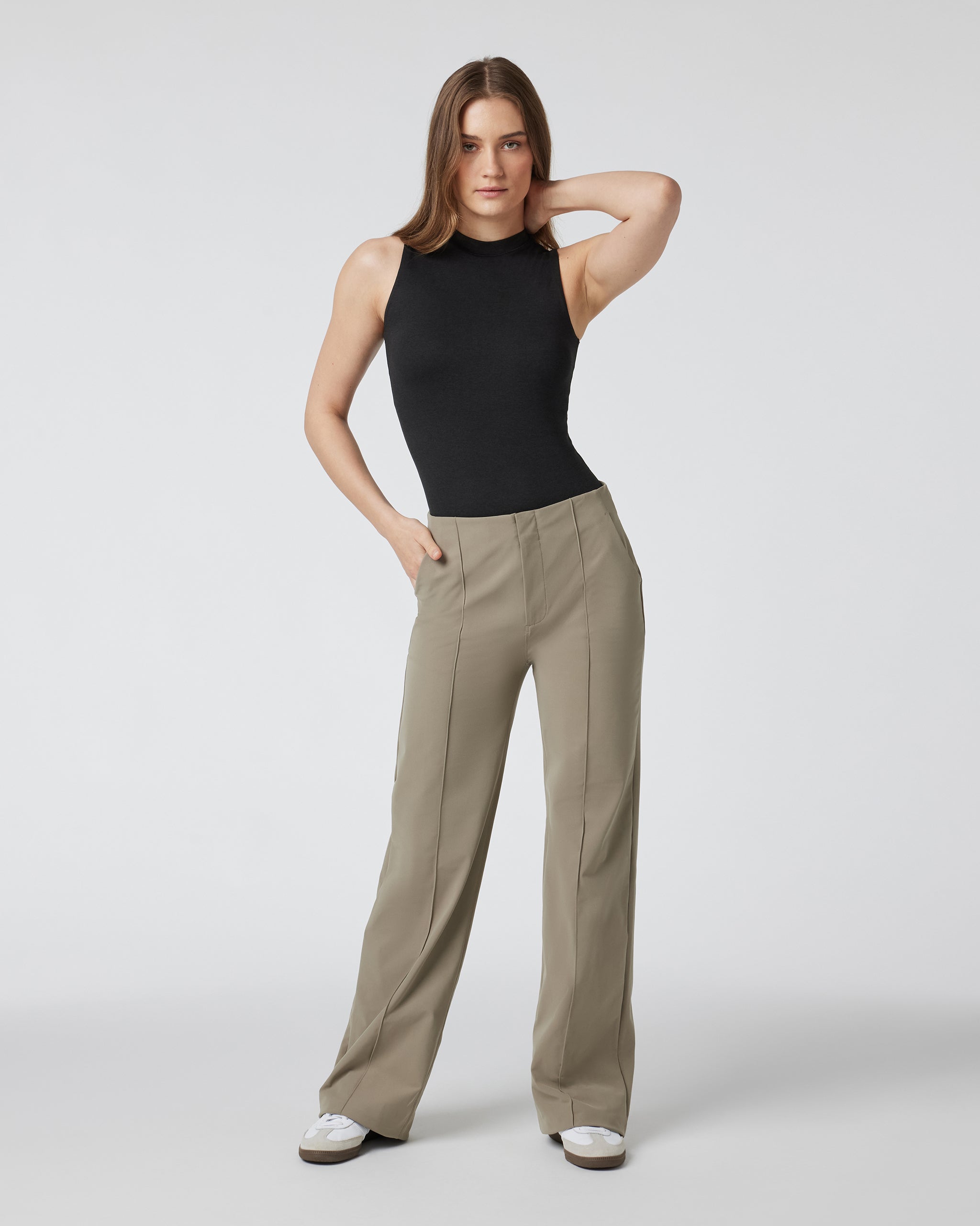 Womens Vuori Meta™ Wideleg Pant - Long | Taupe - Image 5