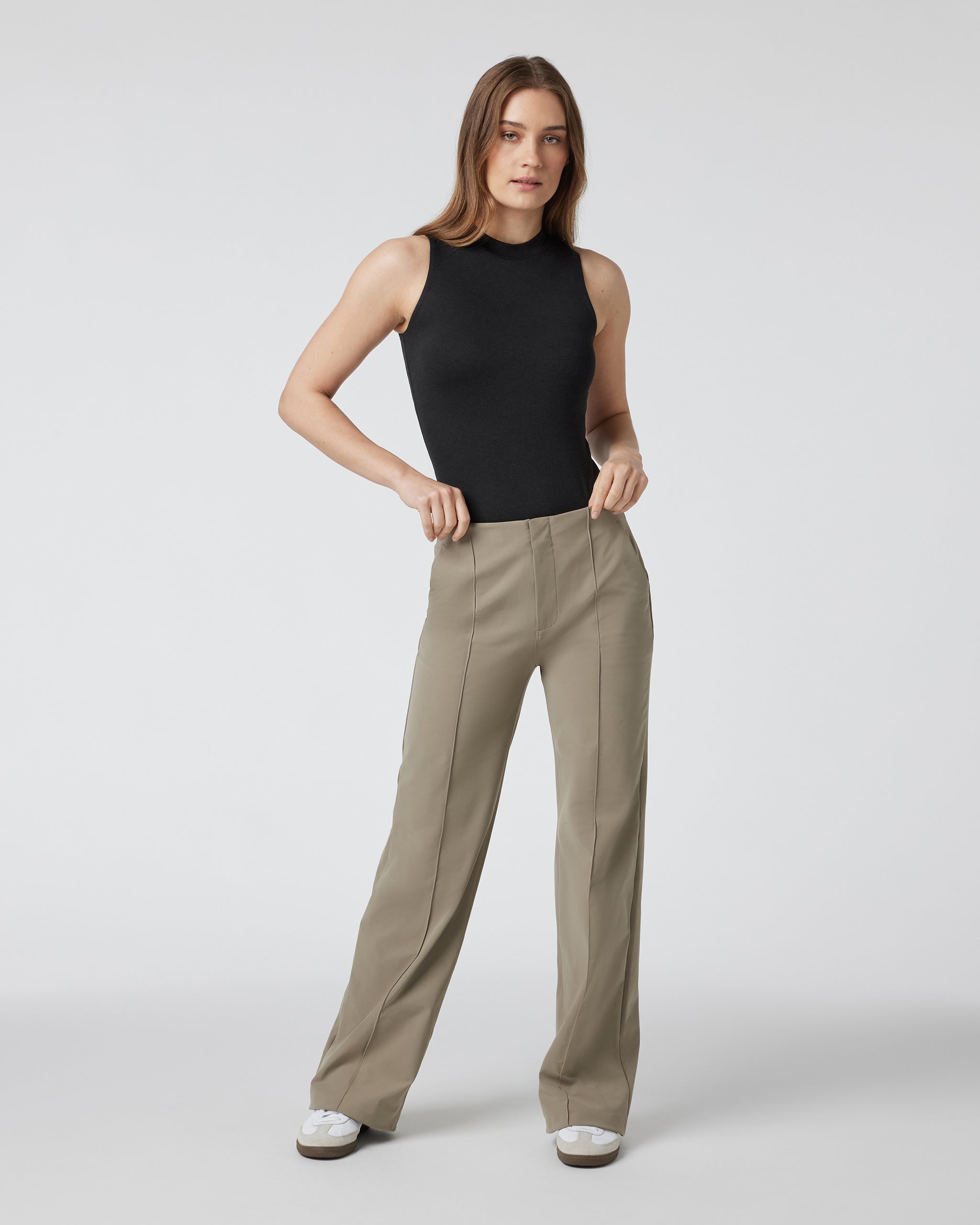 Womens Vuori Meta™ Wideleg Pant - Long | Taupe - Image 2