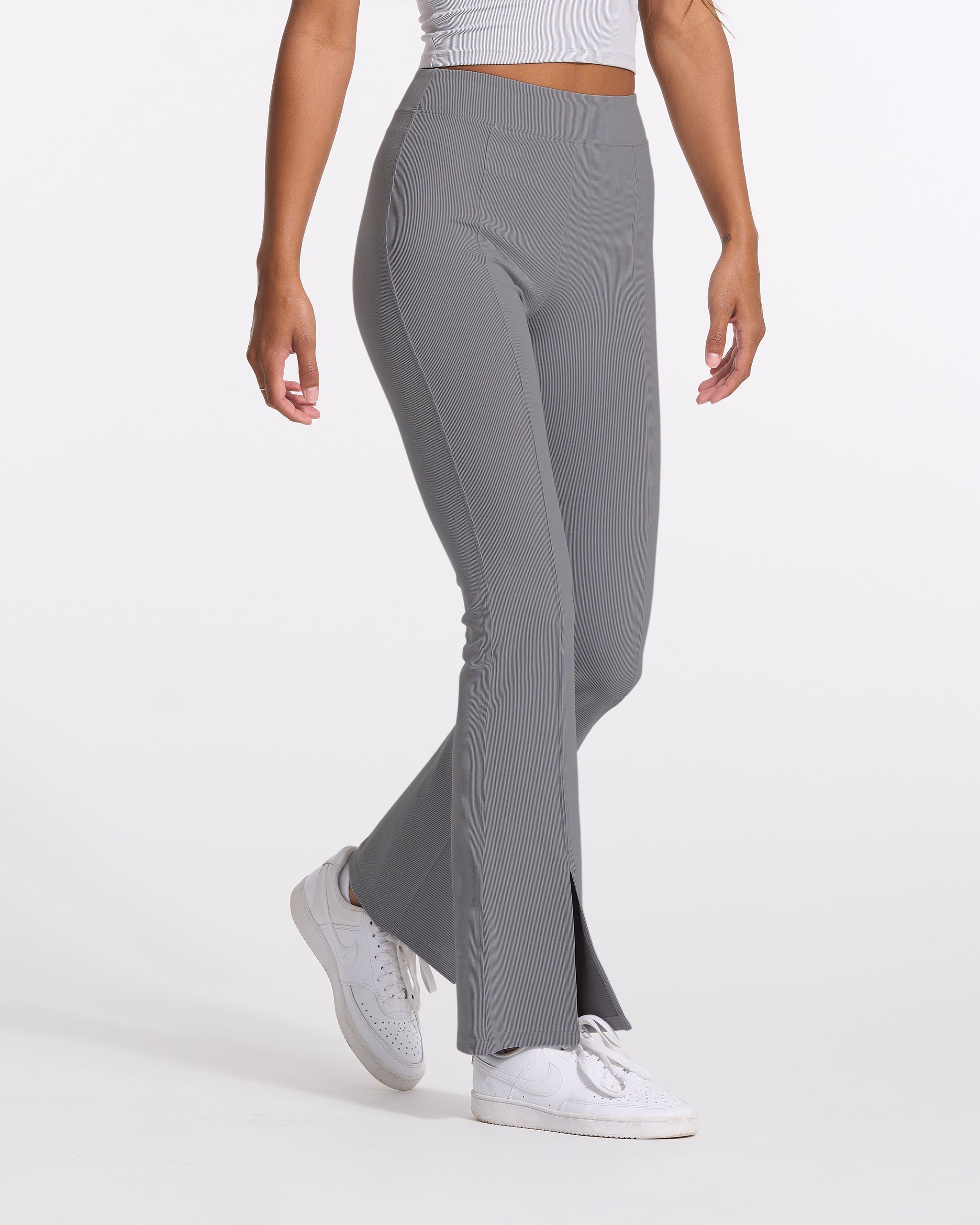 Lux Rib Split Bootcut | Heather Grey - Image 3