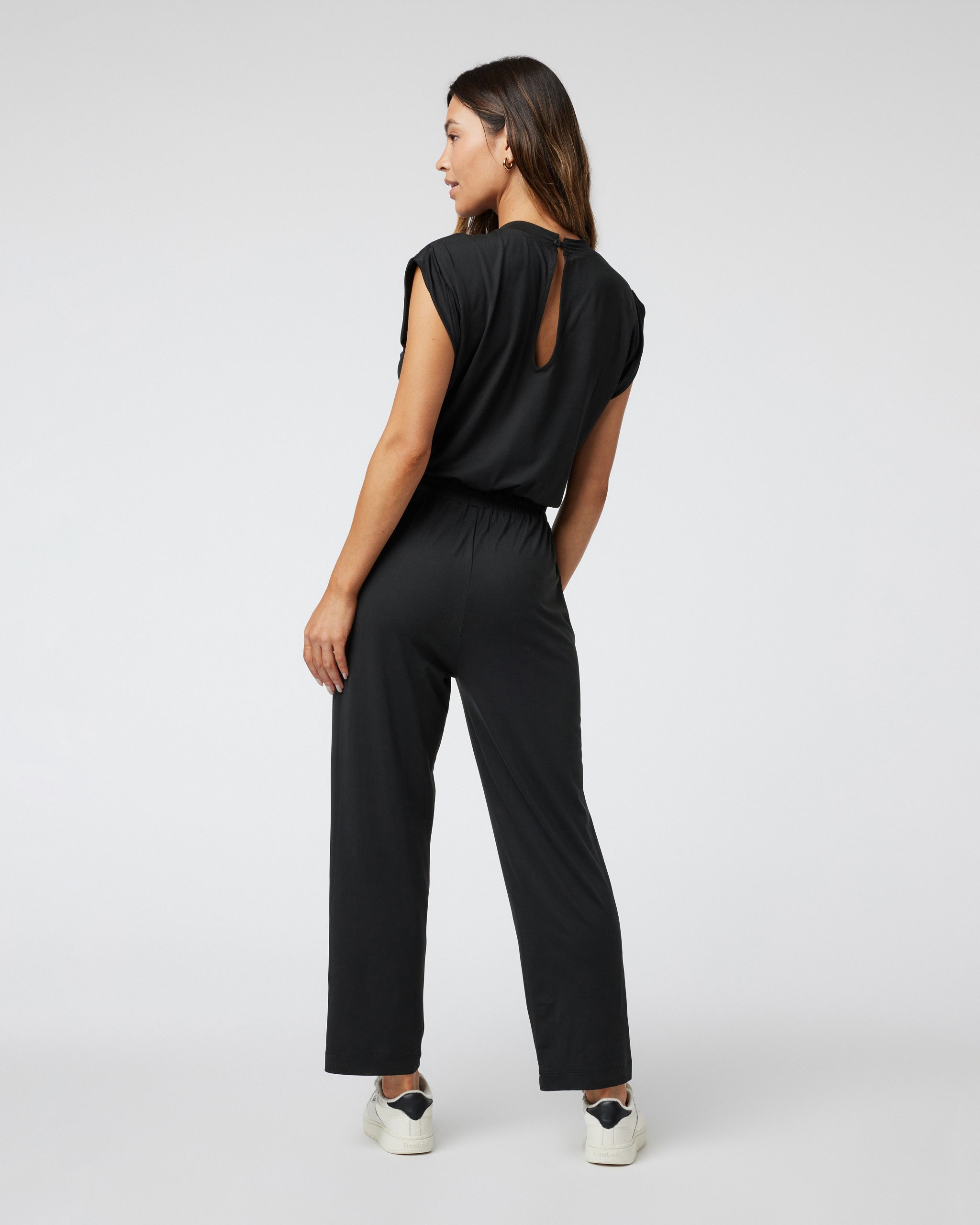 Short Sleeve Lux Crew Jumpsuit | Black - Image 3