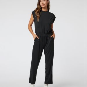 Short Sleeve Lux Crew Jumpsuit | Black