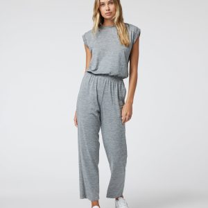 Short Sleeve Lux Crew Jumpsuit | Mallorca Heather