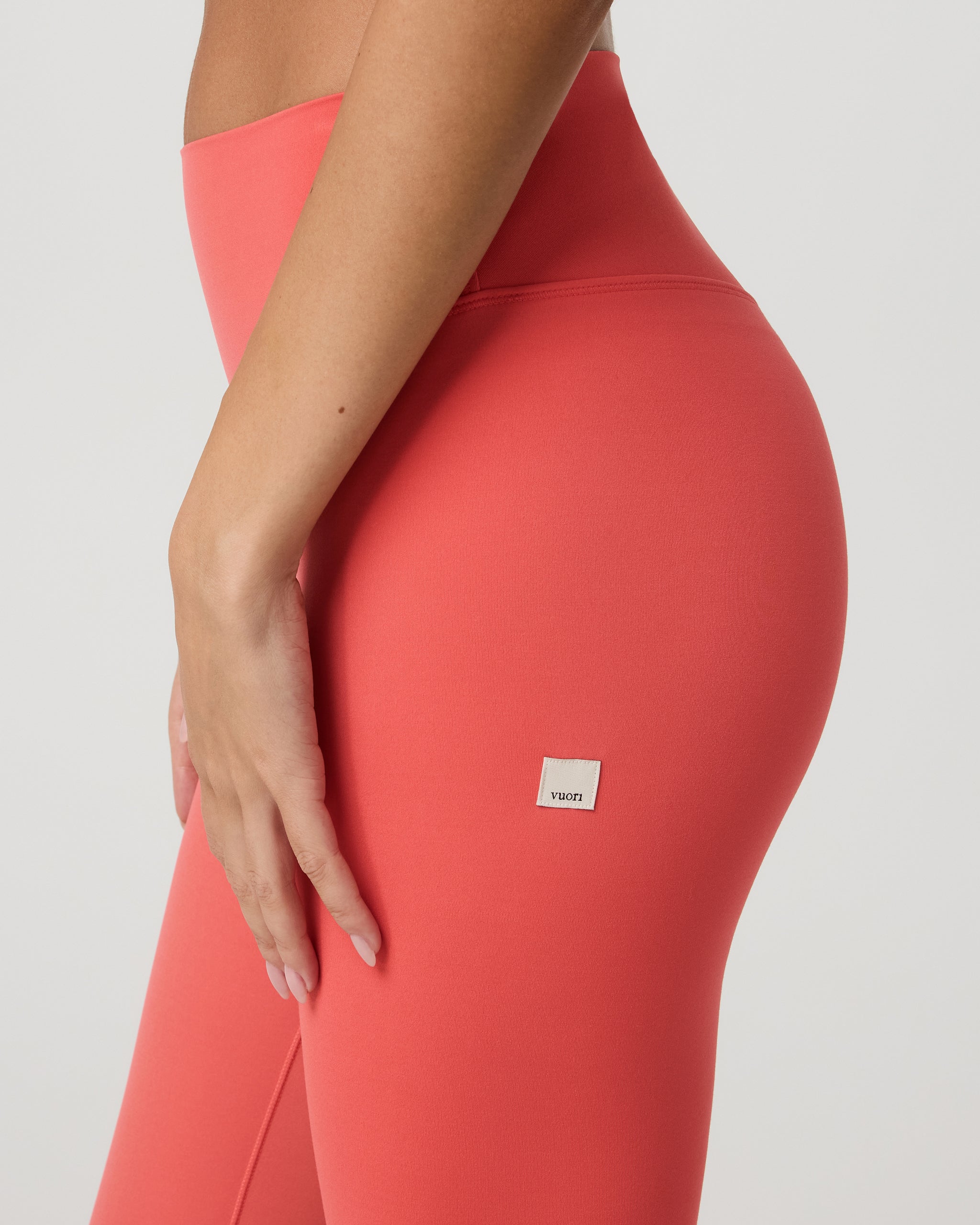 Vuori AllTheForm™ Legging - Short | Bright Coral - Image 4
