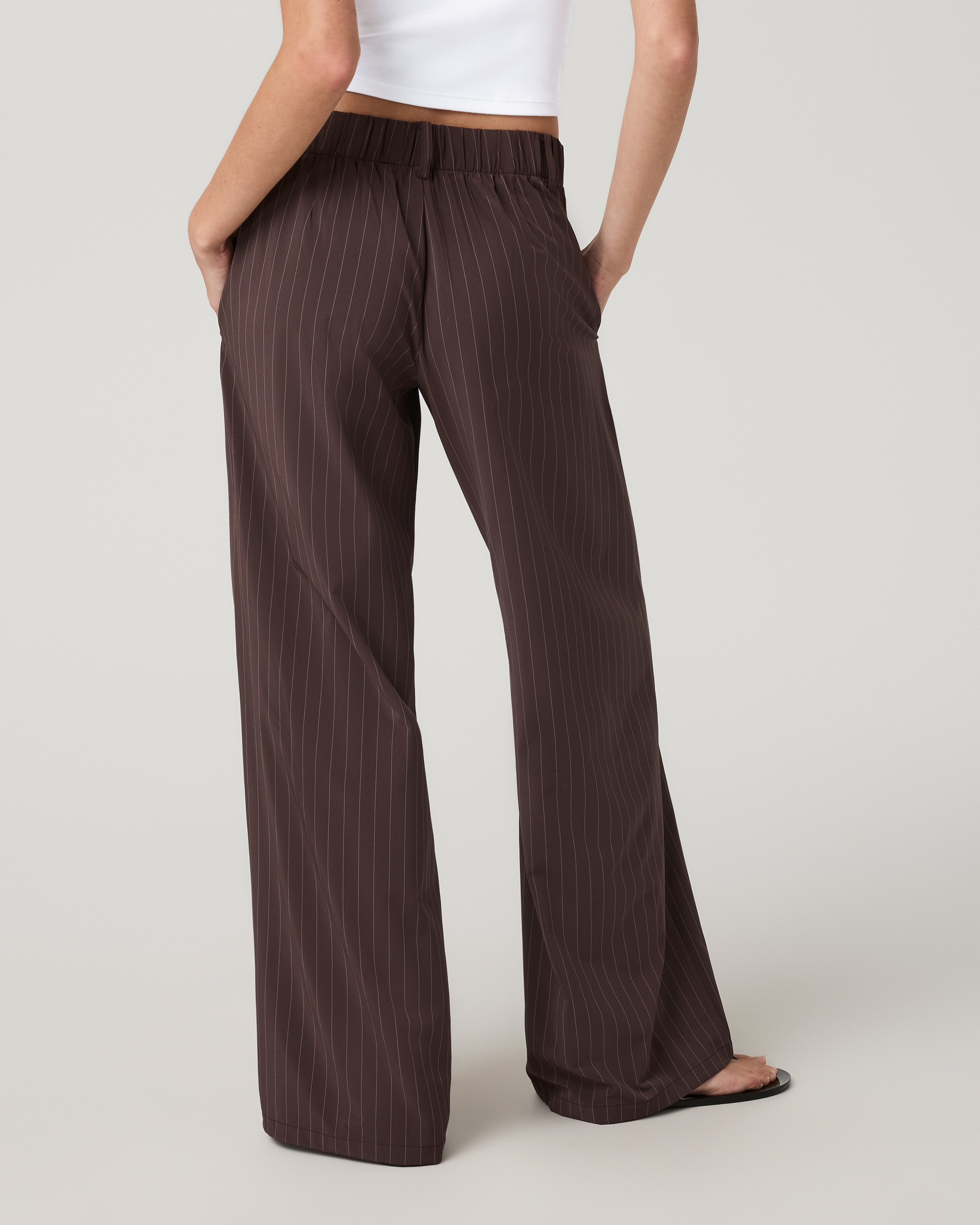 Villa Wideleg Trouser - Long | French Roast Pinstripe - Image 3
