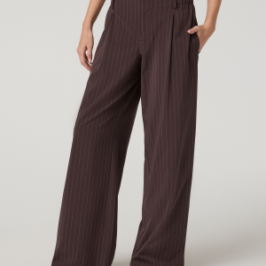 Villa Wideleg Trouser | French Roast Pinstripe