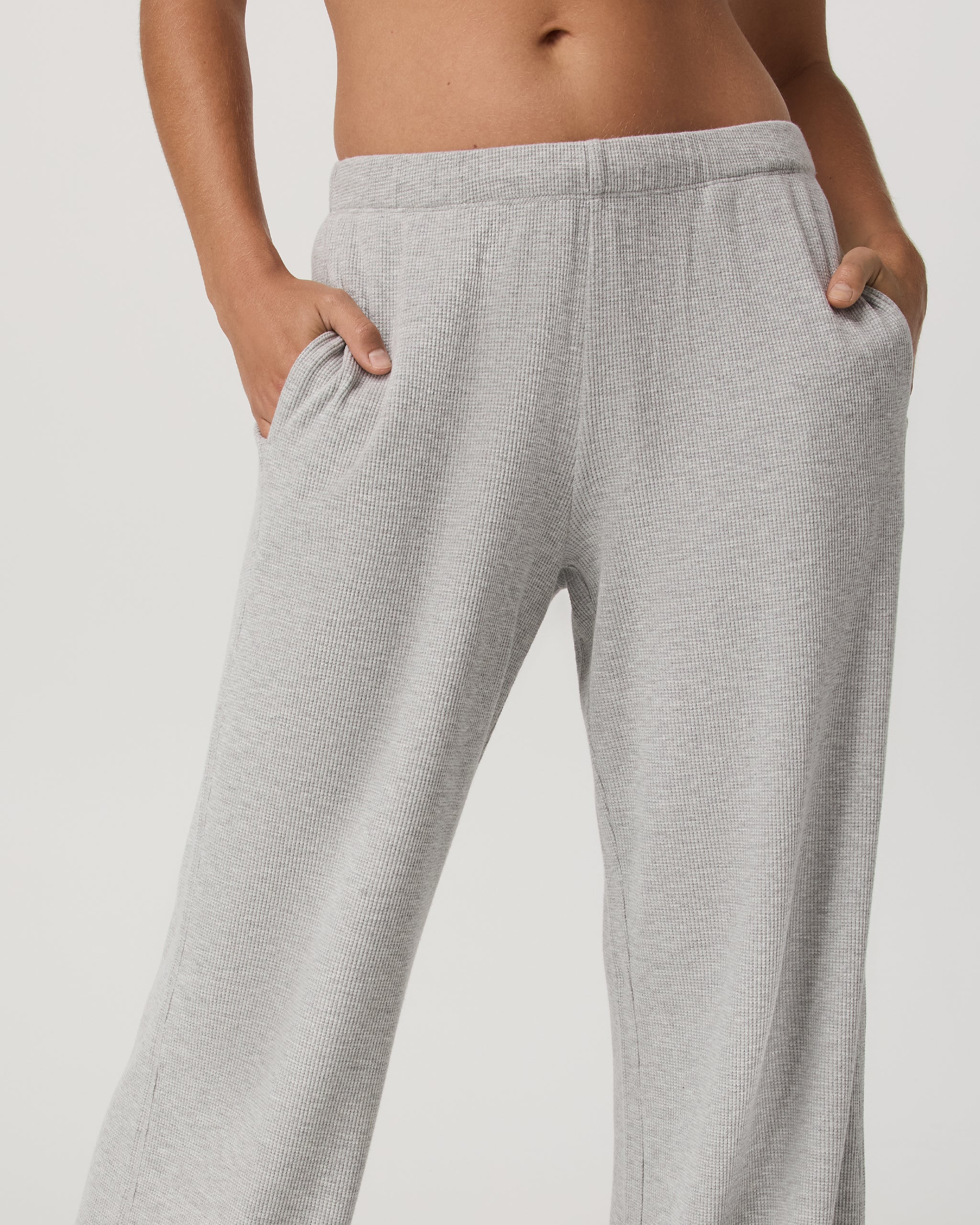 Waffle Wideleg Pant | Light Heather Grey - Image 4