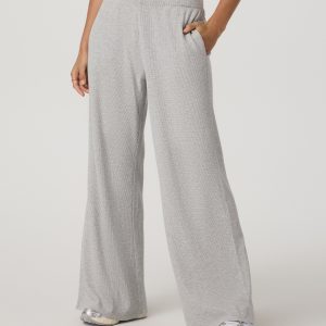 Waffle Wideleg Pant | Light Heather Grey