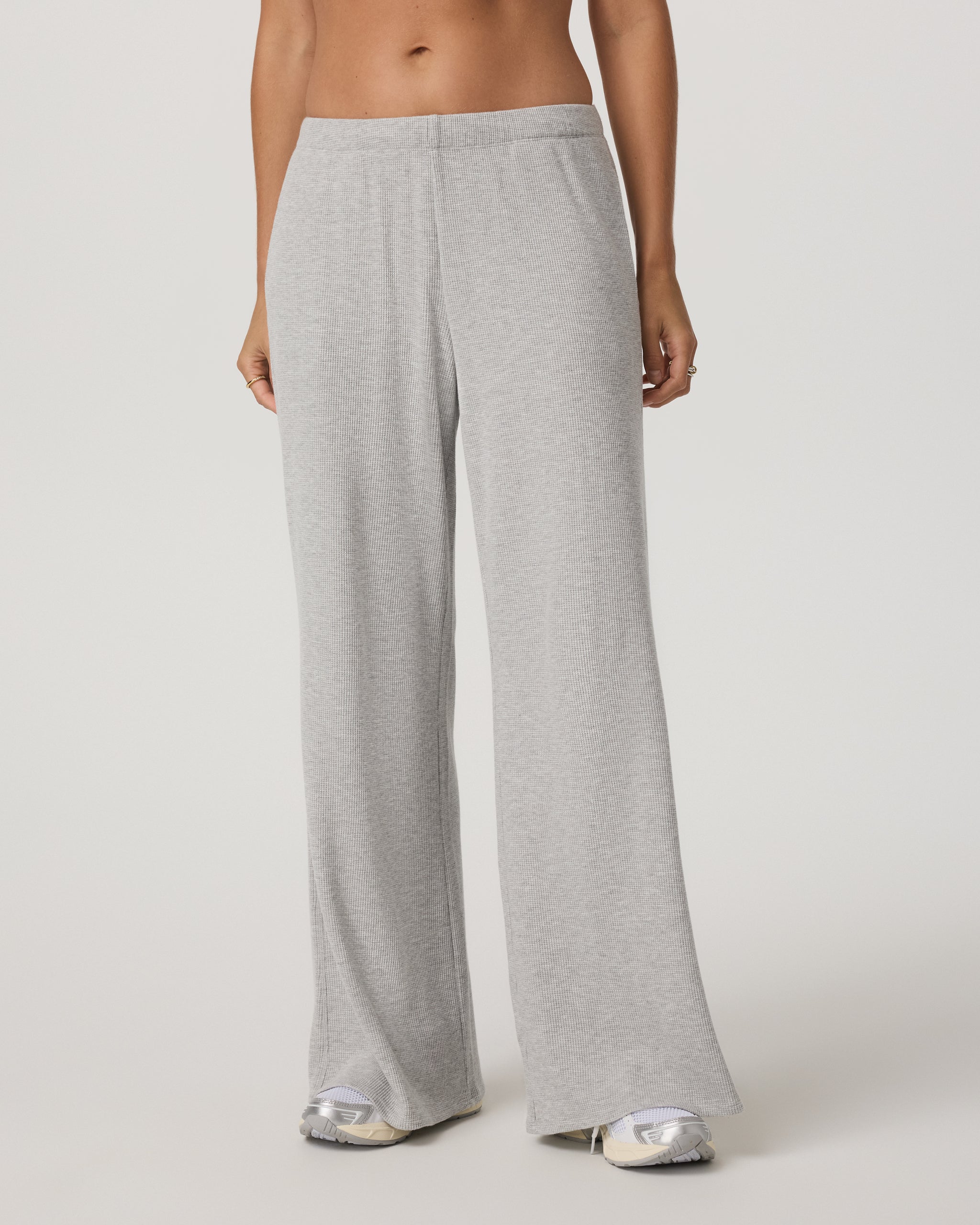 Waffle Wideleg Pant - Short | Light Heather Grey
