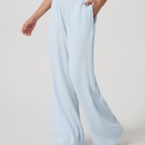 Waffle Wideleg Pant | Soft Sky