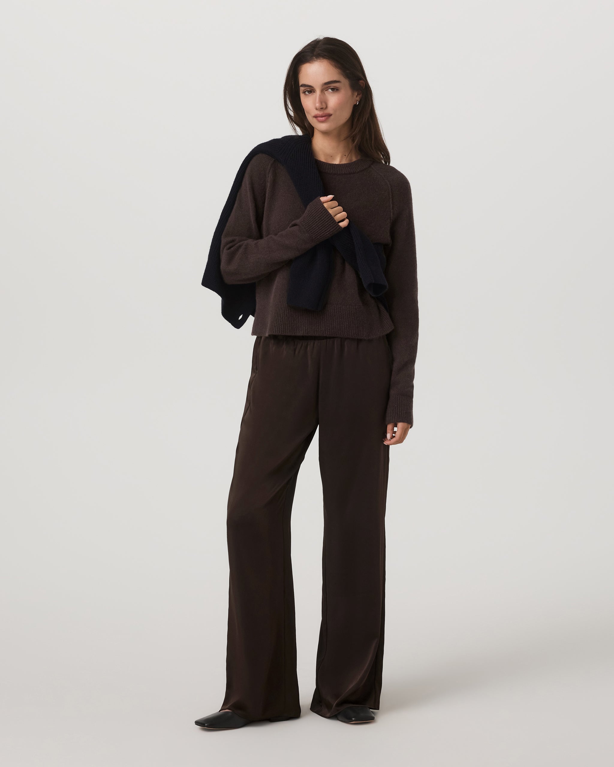 Nova Satin Wideleg Pant | Dark Java
