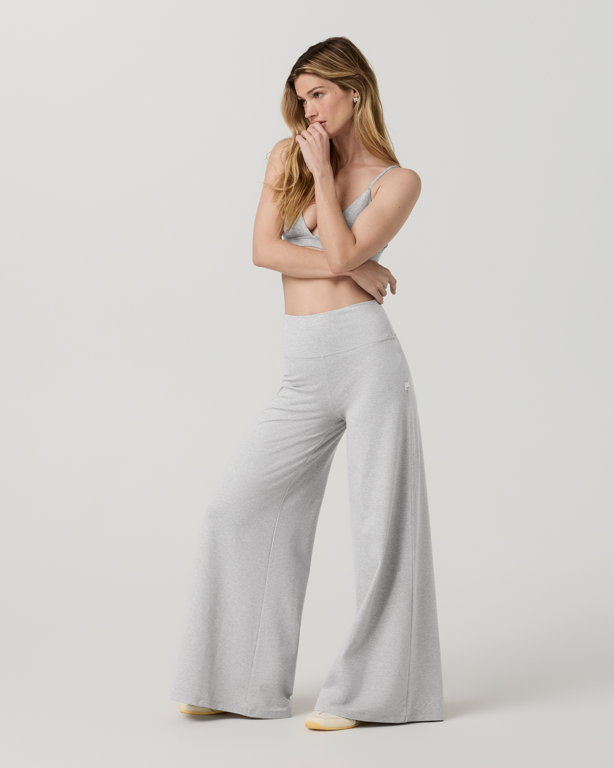 Halo Easy Wideleg Pant - Long | Pale Grey Heather - Image 2