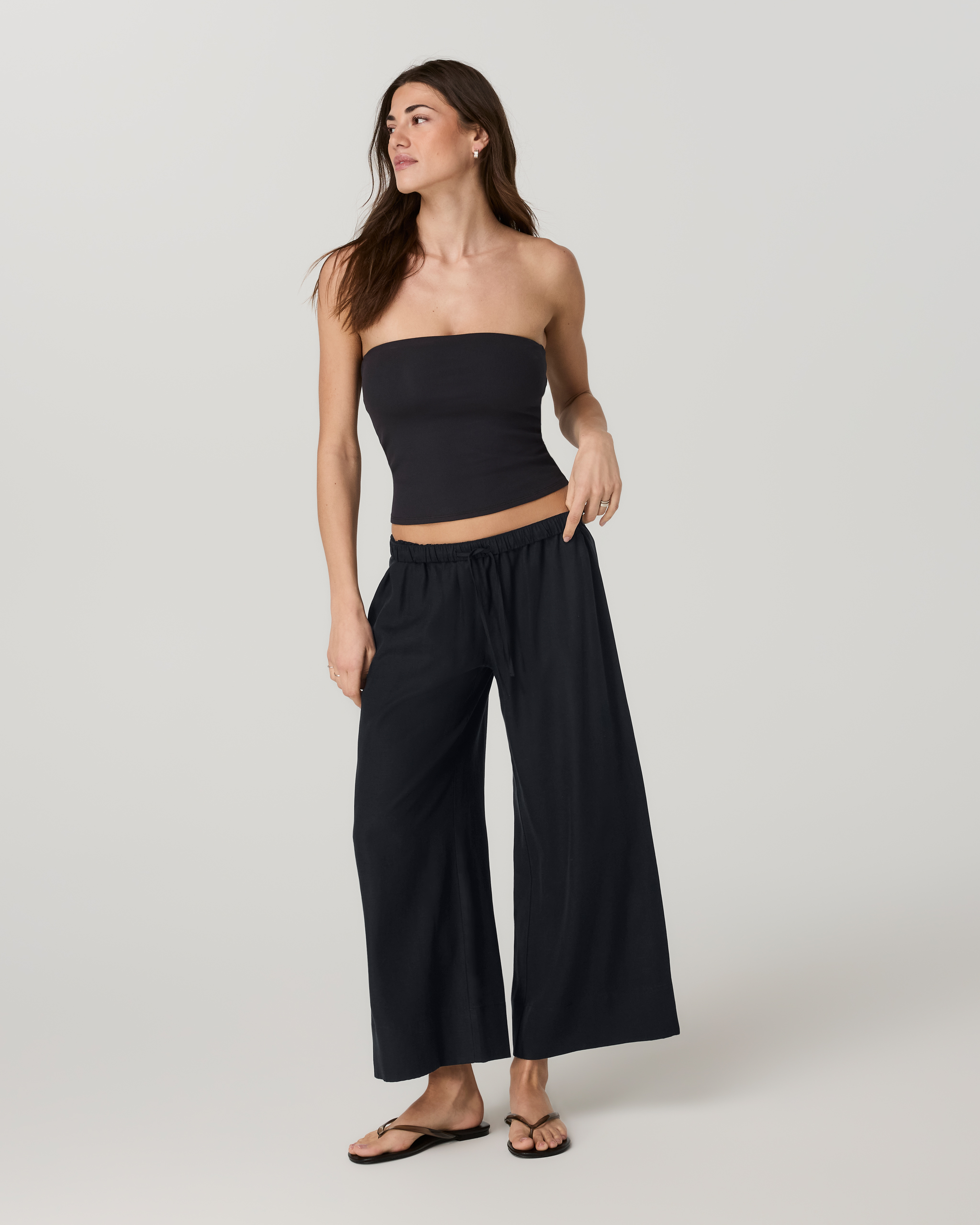 Trestles Twill Crop Wideleg Pant | Black - Image 4