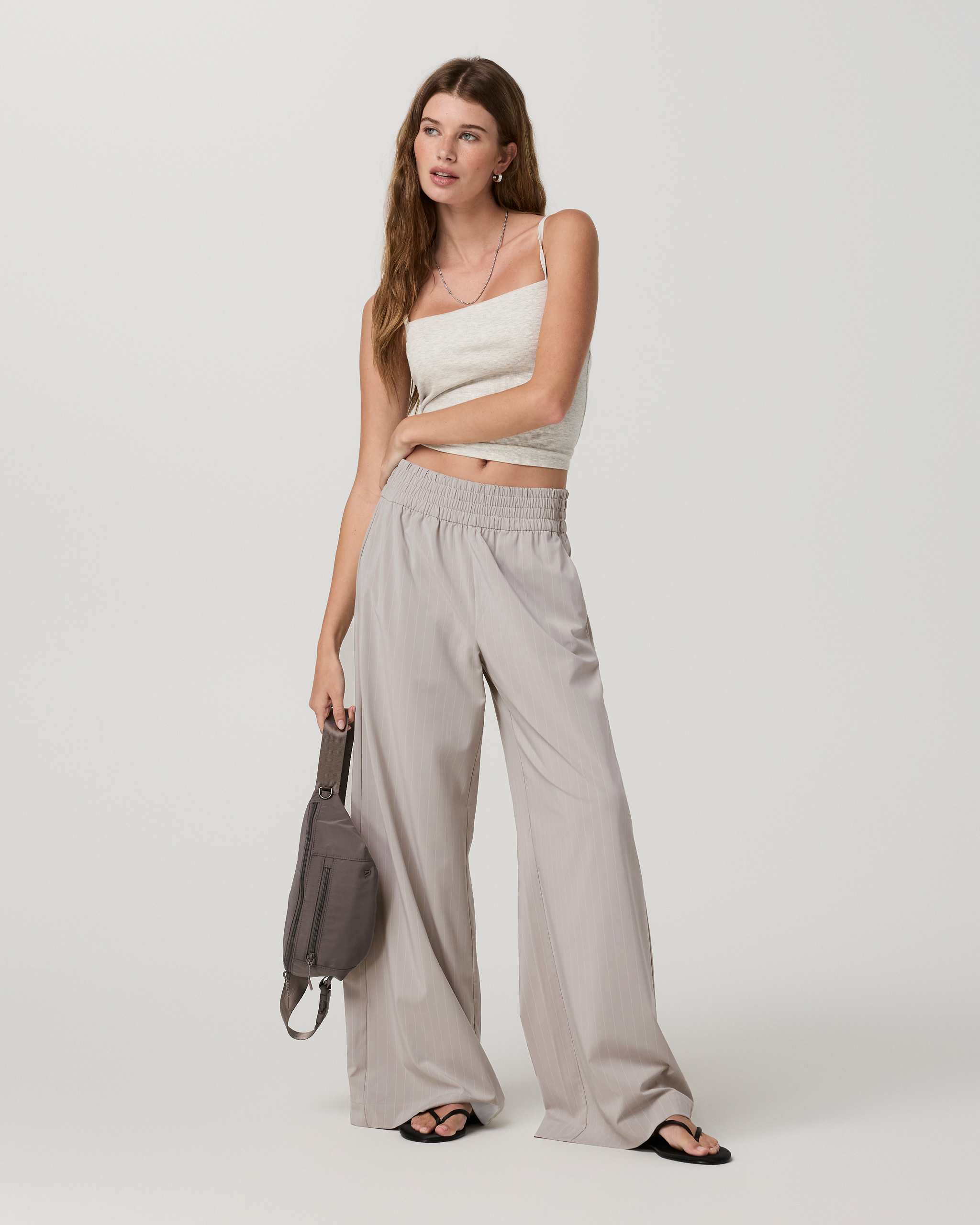 Villa Pinstripe Wideleg | Suede Pinstripe