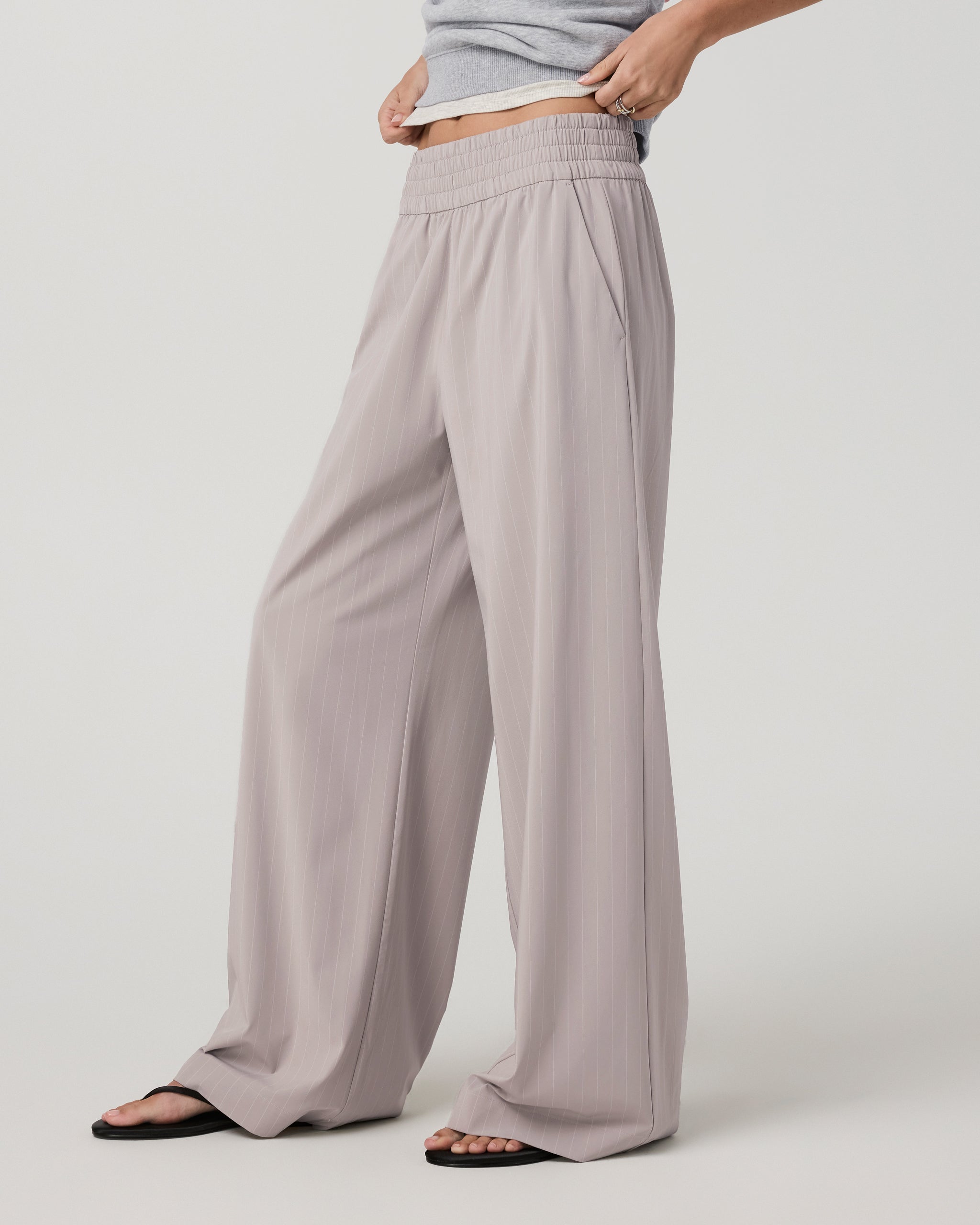 Villa Pinstripe Wideleg - Short | Suede Pinstripe - Image 2