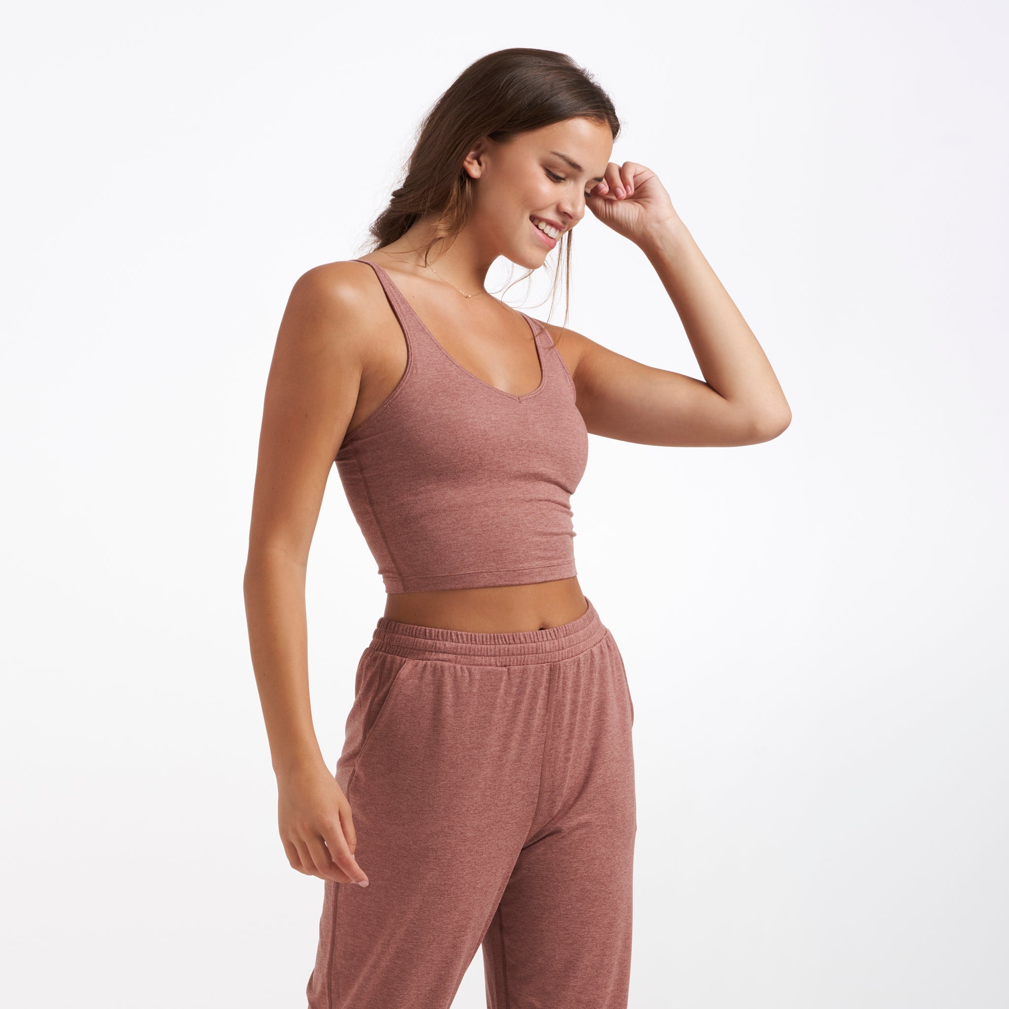 Halo Performance Crop | Light Terracotta Heather - Image 3